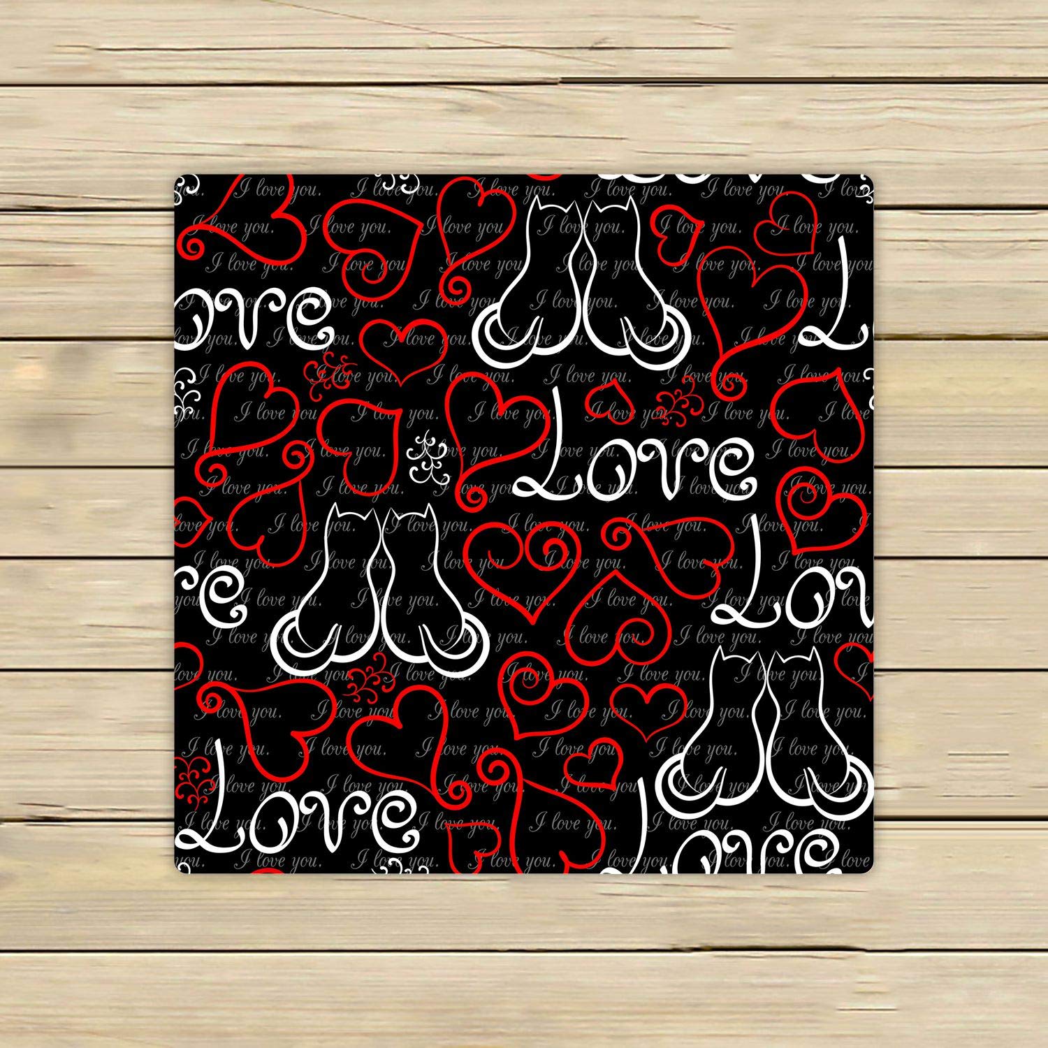 ABPHQTO Red Black White Hearts Cats Valentine's Day Romantic Towels - 13x13 Inch Soft Absorbent Bath, Beach, Pool & Spa Towels for Couples, Travel & Hand Towel - Perfect for Valentine's Gifts, Anniversary, Romantic Getaways & Home Decor