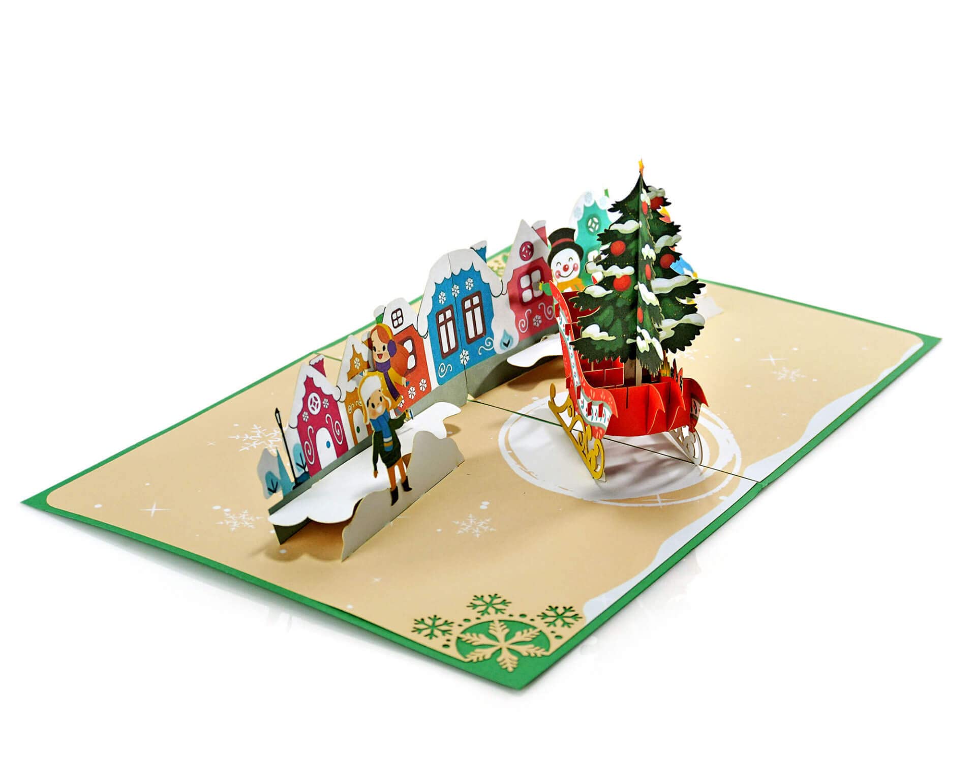 3D Christmas Snowtown Pop Up Card with Snowman - Festive Holiday Greeting Card for Son, Husband - Unique 3D Xmas Cards for Family & Friends - Perfect for Christmas Wishes, Office Gifts & Holiday Decorations