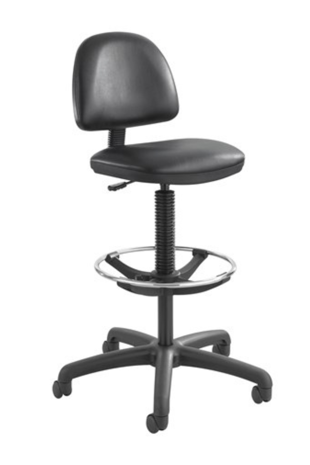Safco 3406BL Adjustable Height Vinyl Office Chair with Foot Ring - Ergonomic Support for Extended Sitting, Perfect for Home Office, Computer Desk, and Workspaces