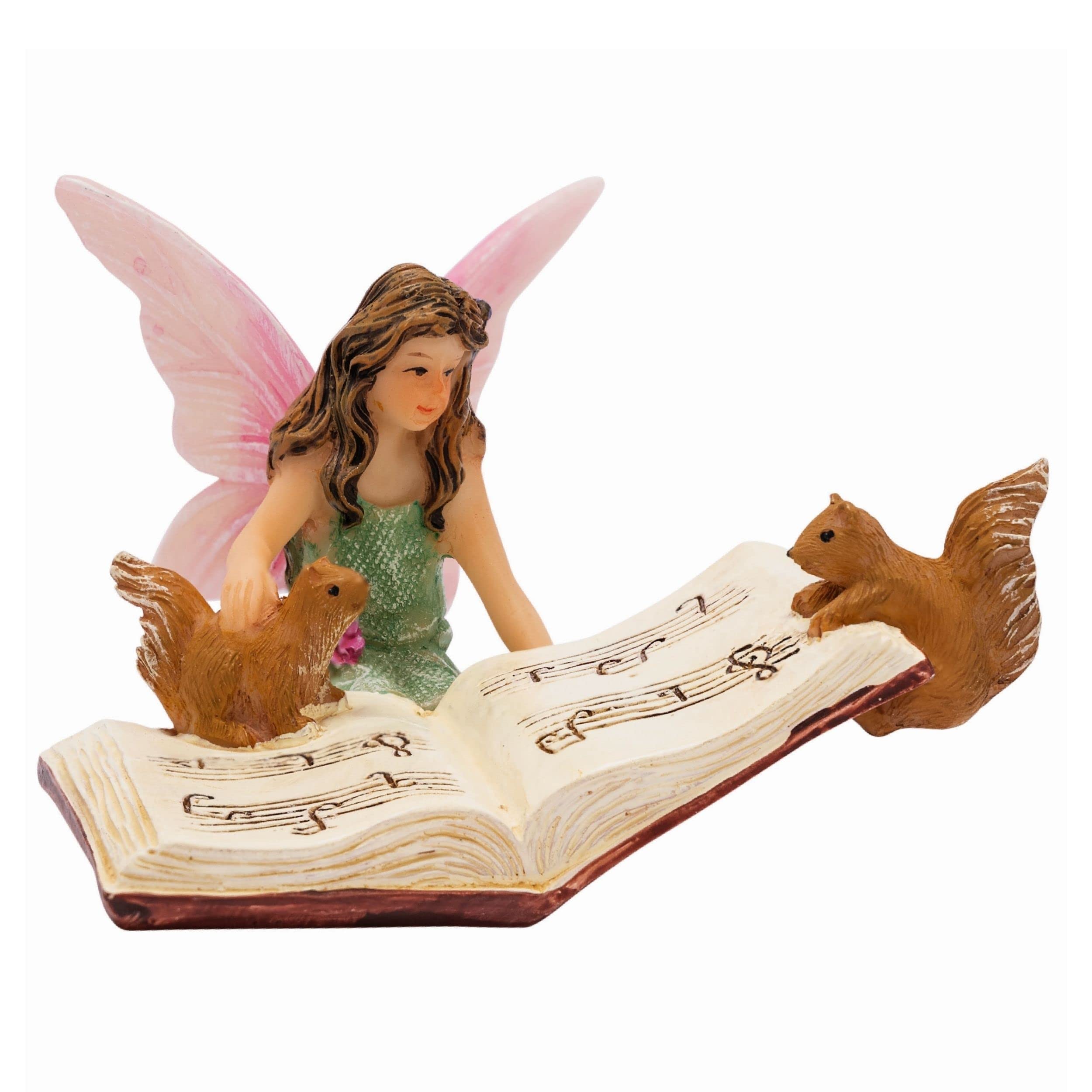 Fairy Garden Figurine - Bonnie with Squirrels Miniature Statue for Indoor/Outdoor Fairy Gardens - Cute Home & Garden Decor Accessory - Perfect for Fairy Houses, Terrariums, and Miniature Landscapes