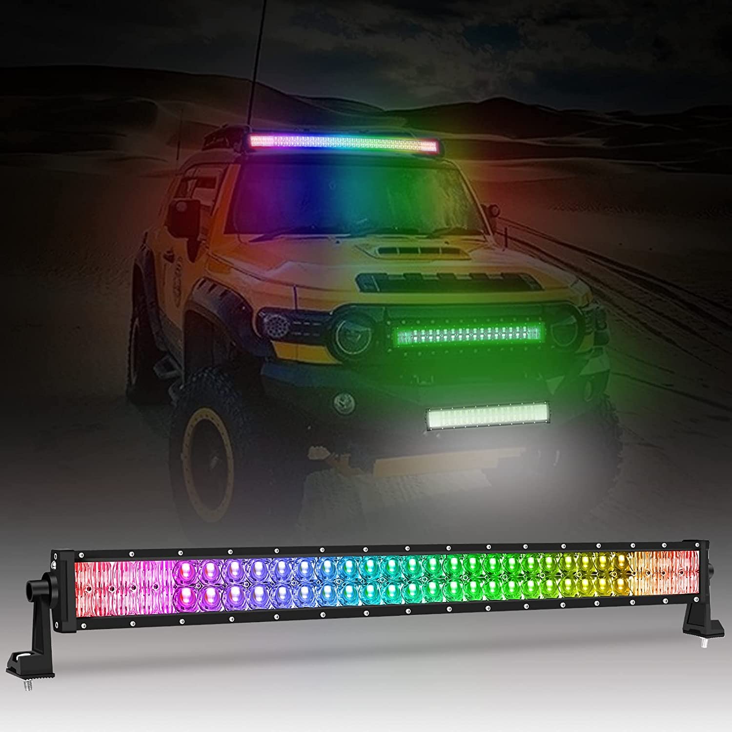 LMGAO 32-Inch RGB LED Light Bar 180W - Strobe, Flashing, Spot & Flood Combo Beam - Offroad Lighting for Trucks, Pickup, SUV, ATV, UTV - Perfect for Night Driving, Work Sites & Outdoor Adventures