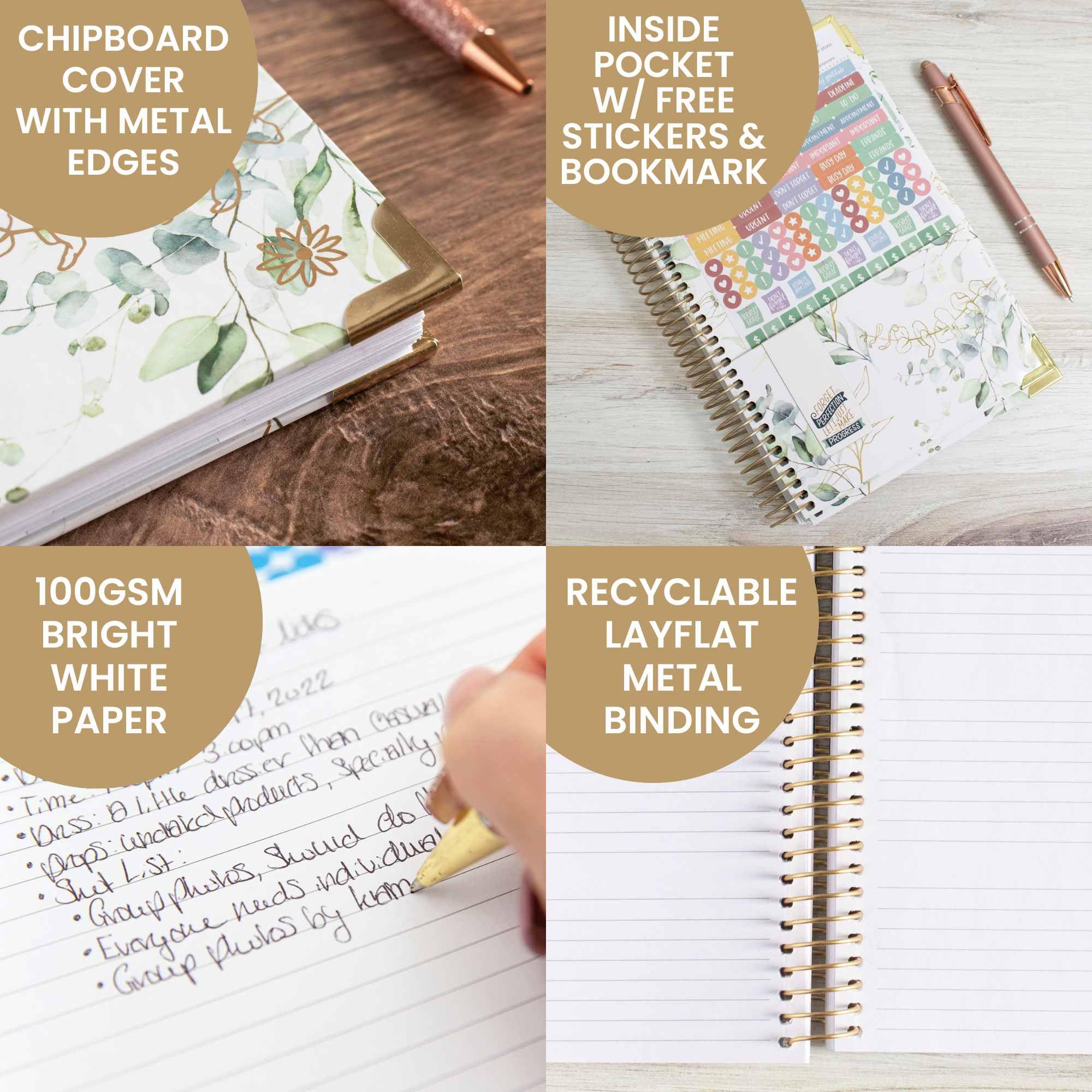 Bloom 2025 Hard Cover Day Planner - January to December 2025 Calendar - Goal Setting & Productivity Organizer - Monthly & Weekly Inspirational Agenda Book - 5.5