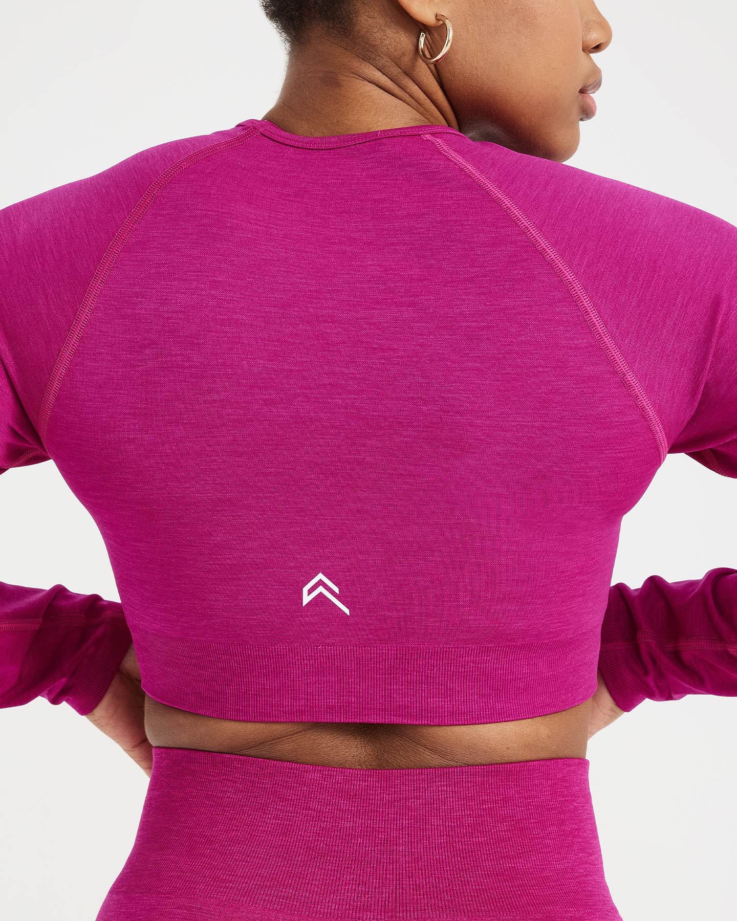 Classic Seamless 2.0 Long Sleeve Crop Top for Women - Soft Stretchy Fuchsia Marl Workout Shirt | Yoga, Gym & Casual Wear
