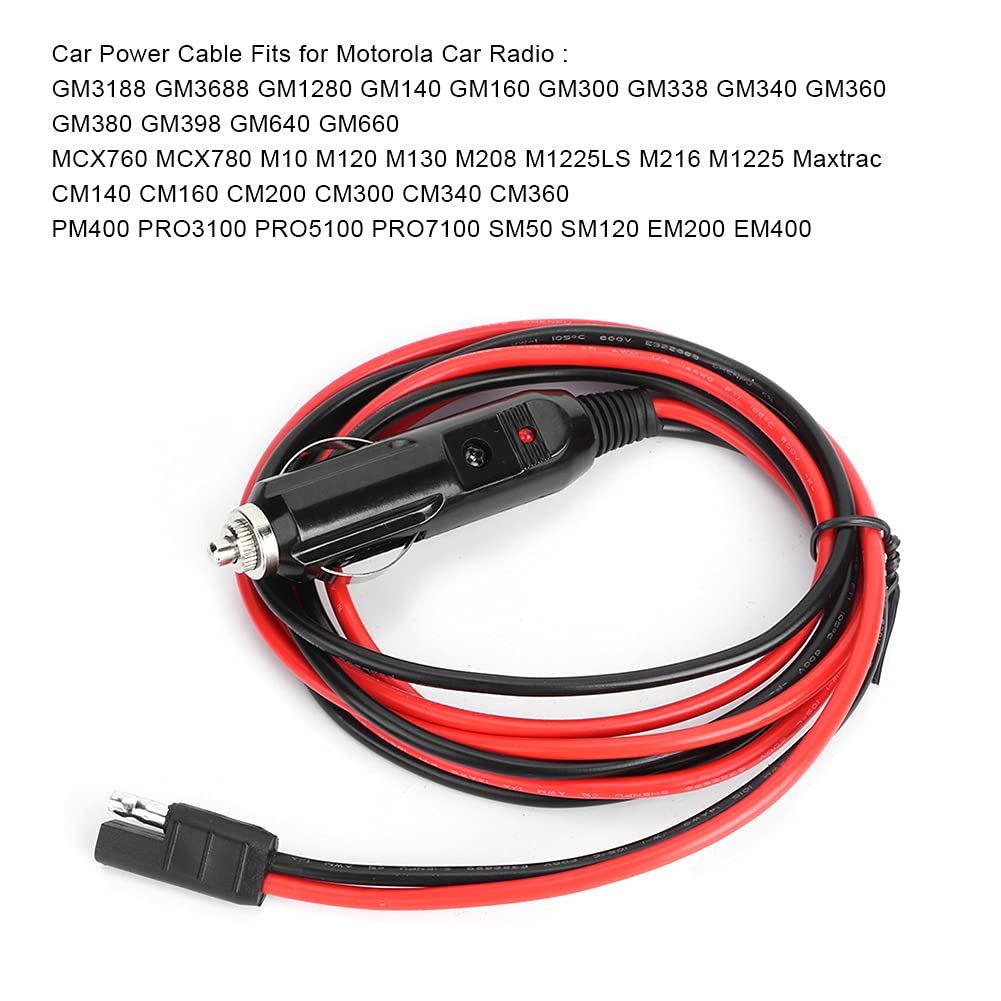 Motorola GM3188 GM3688 GM1280 Two Way Radio Power Cable - 12V DC Cigarette Lighter Charging Cord for Walkie Talkie & Car Radio Accessories - Perfect for Trucking, Construction, and Emergency Communication