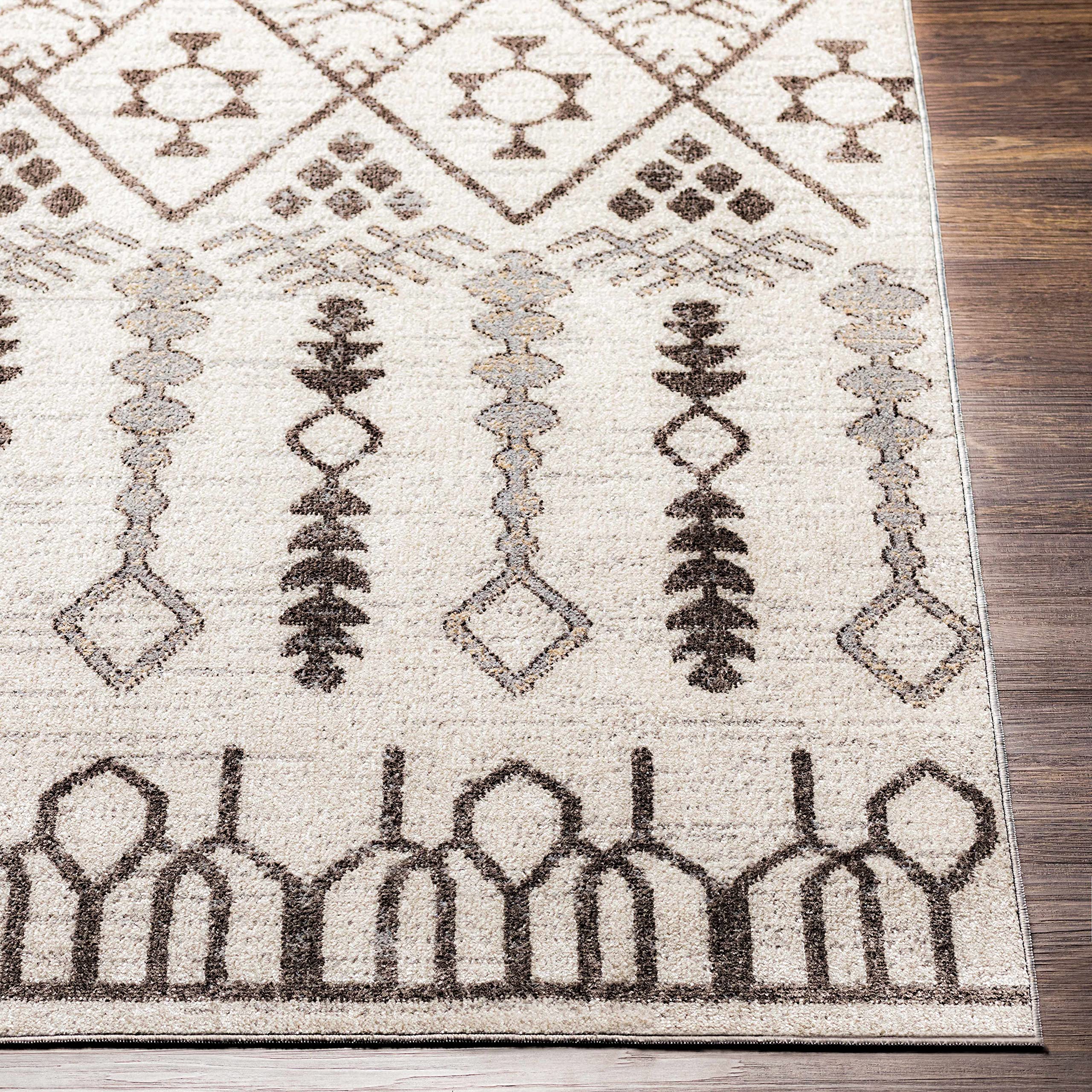 Hauteloom Bantog Machine Washable Area Rug for Living Room & Bedroom - Soft Brown & Gray Modern Design - 6'7