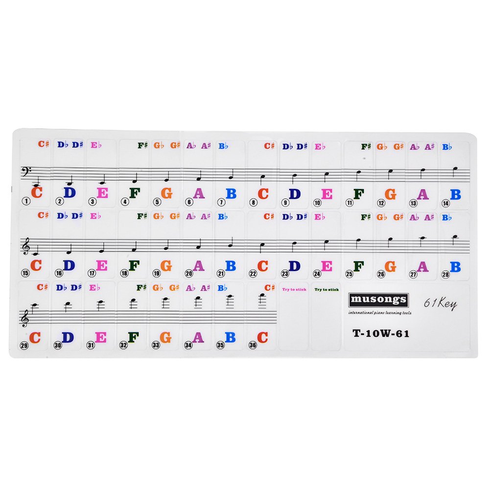 Yosoo Removable Colorful Piano Keyboard Stickers for 61 Keys - Perfect for Kids & Beginners Learning Piano - Great for Home Practice, Music Lessons & Classroom Use