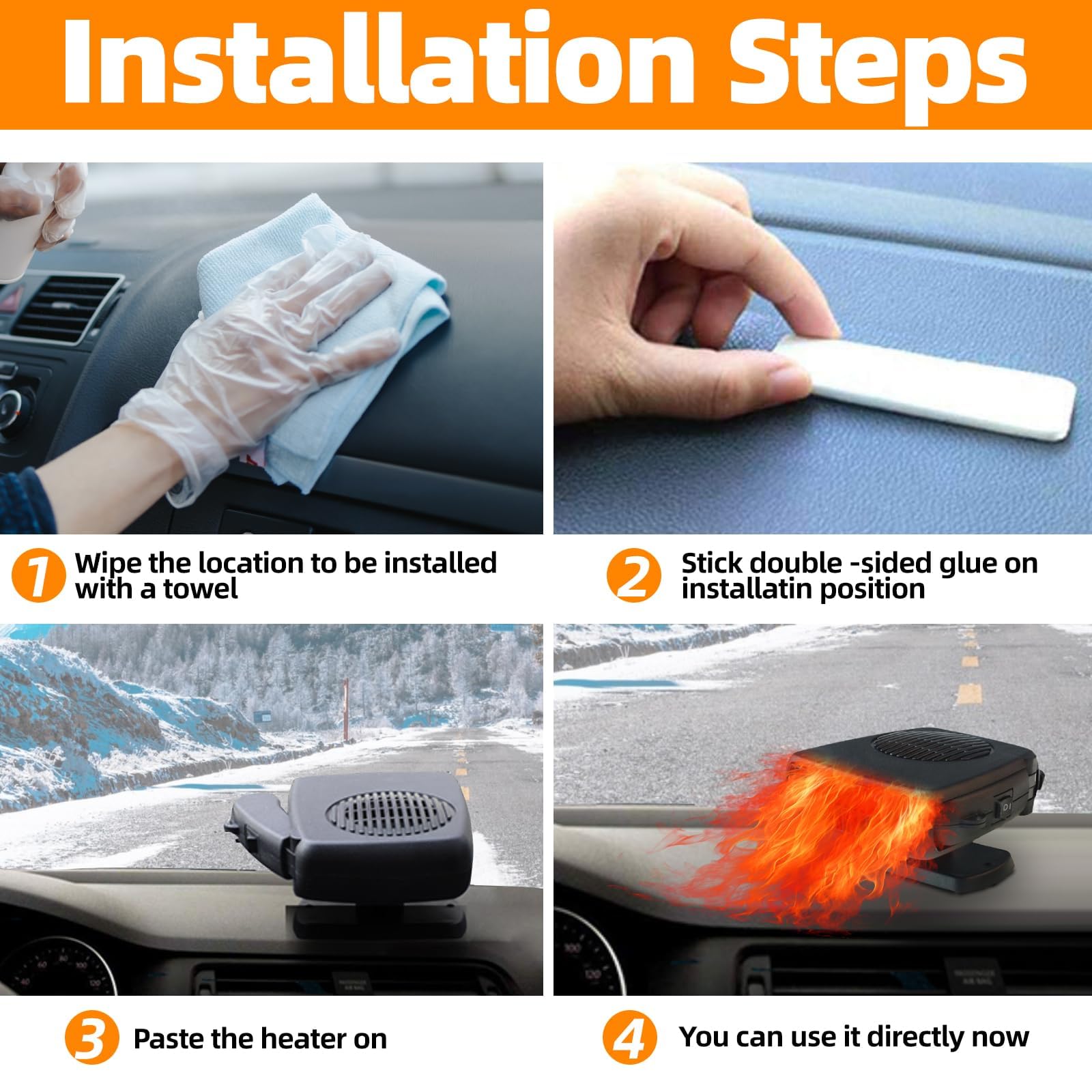 2025 Upgraded 12V 150W Portable Car Heater - Fast Heating 2-in-1 Vehicle Heater with Cigarette Lighter Plug | Defrost Windows & Warm Cabin in Winter | Essential Car Accessory for Road Trips and Cold Weather Driving