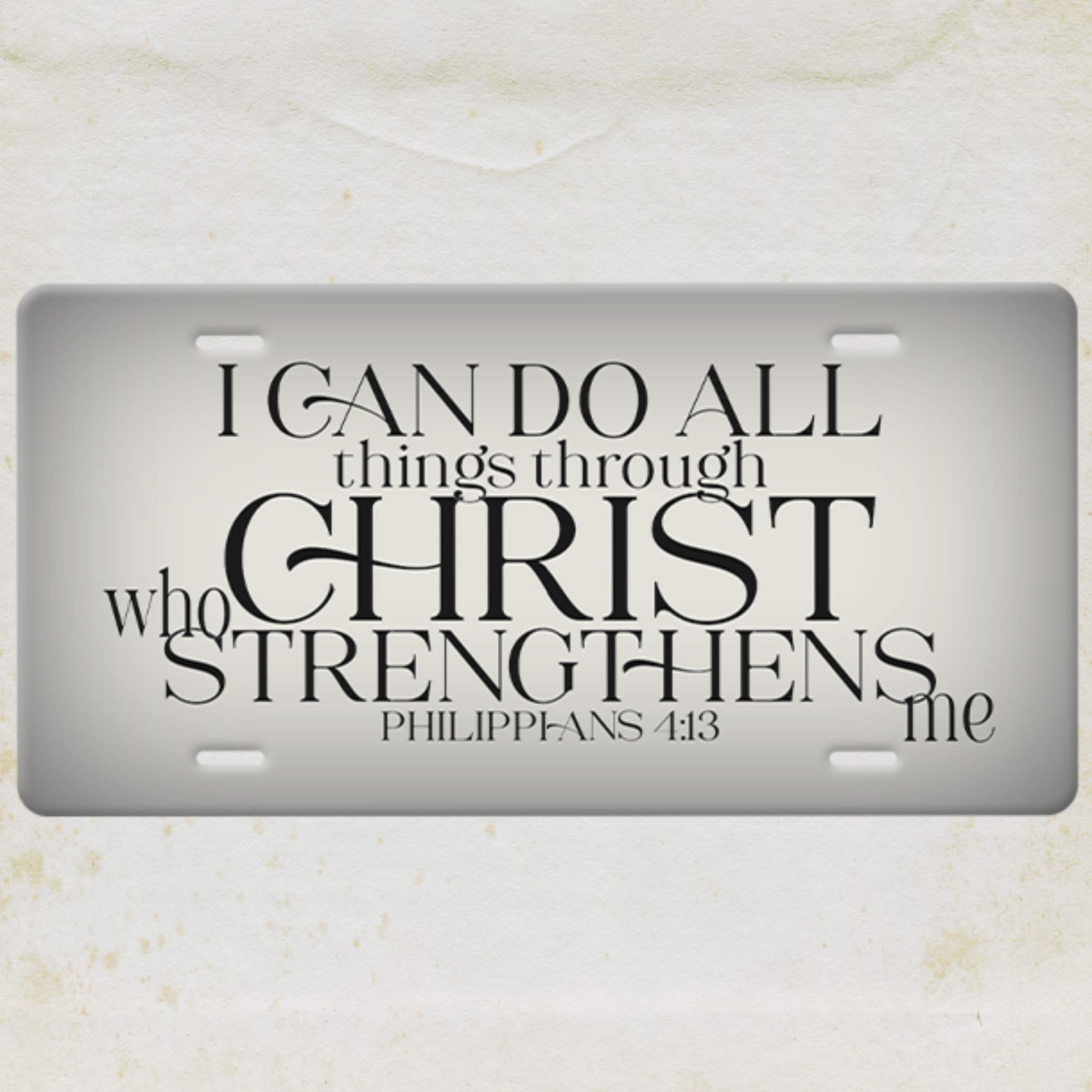 Philippians 4:13 Christian Bible Verse Car License Plate - Inspirational Auto Accessory