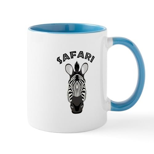 White/Blue Inside - Zebra Safari Mugs
