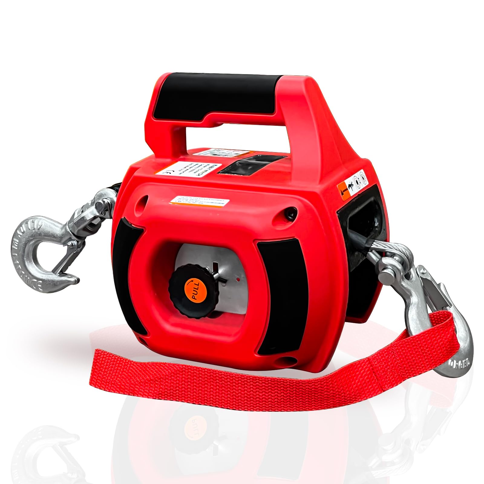 **1000LBS Portable Drill Winch with 40FT Alloy Steel Wire Rope – Heavy Duty Drill Powered Winch for Lifting, Dragging, Handling & Trailers – Ideal for Off-Roading, Farm Work, Construction & DIY Projects (Red)**
