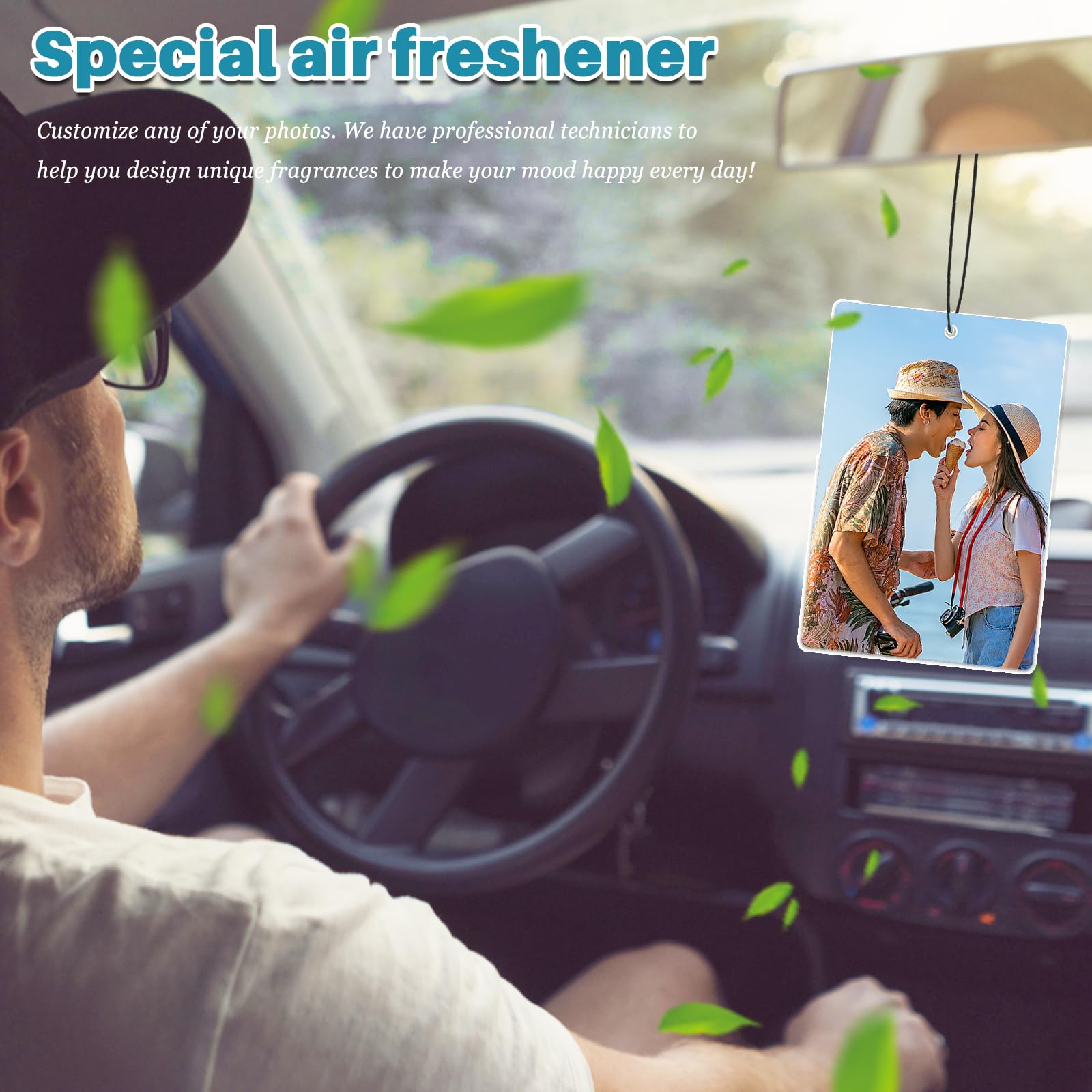Custom Personalized Car Air Freshener with Photo - Double Sided Scented Hanging Ornament for Vehicles, Wardrobe & Bathroom | Unique Gift for Car Lovers & Home Decor
