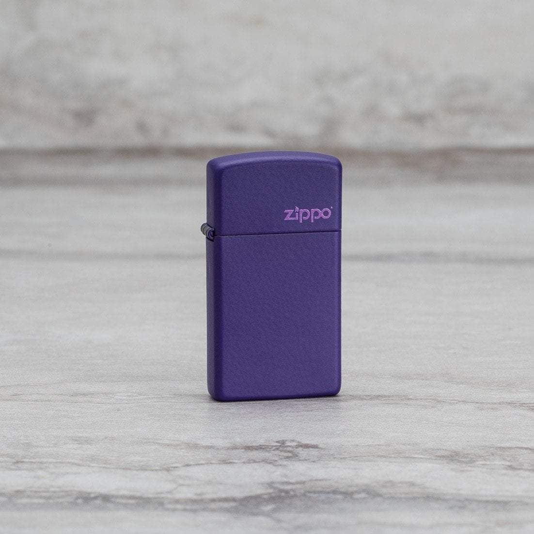 Slim® Purple Matte Zippo Logo Lighter - Windproof Refillable Metal Cigarette Lighter for Smoking, Camping, Outdoor Adventures & Collectibles