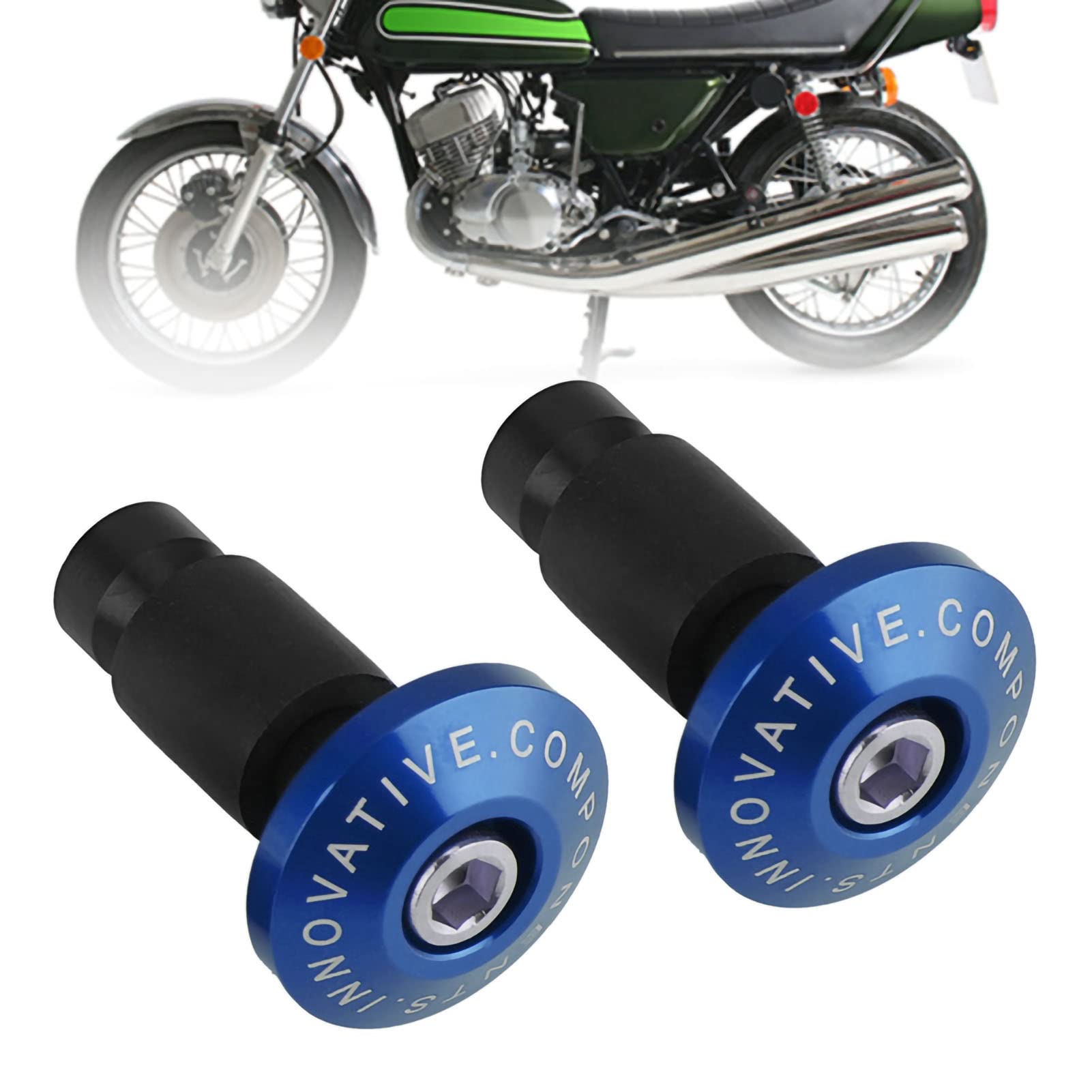 Acouto 22mm (7/8inch) Universal Motorcycle Bar End Plugs - Blue Handlebar Slider Plugs for Racing, ATV & Offroad Bikes | Durable Protection for Motorcycle Handlebars During Rides & Parking
