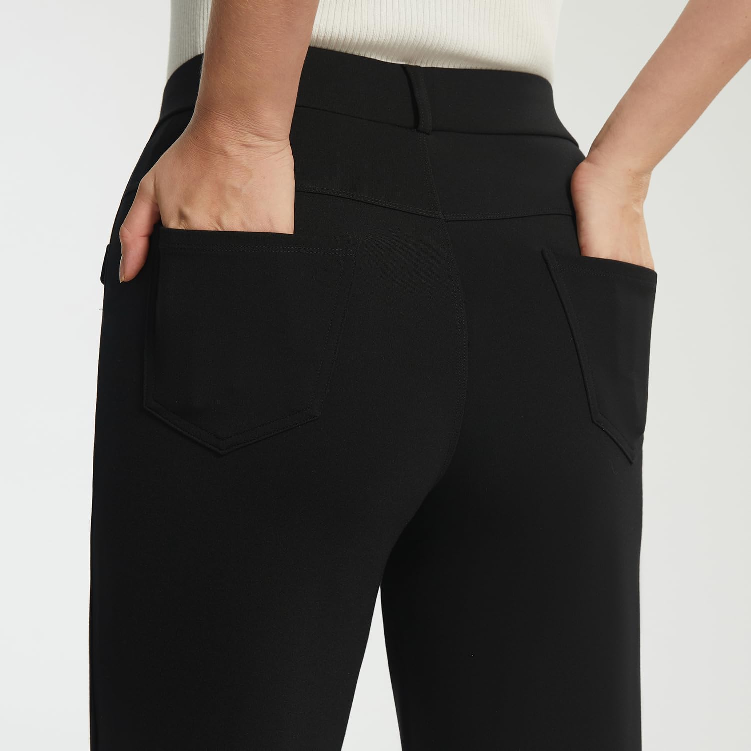 AFITNE Women's High Waist Yoga Dress Pants - Stretchy Pull On Business Casual Ankle Pants for Work, Office & Yoga - Comfortable Professional Trousers for Women