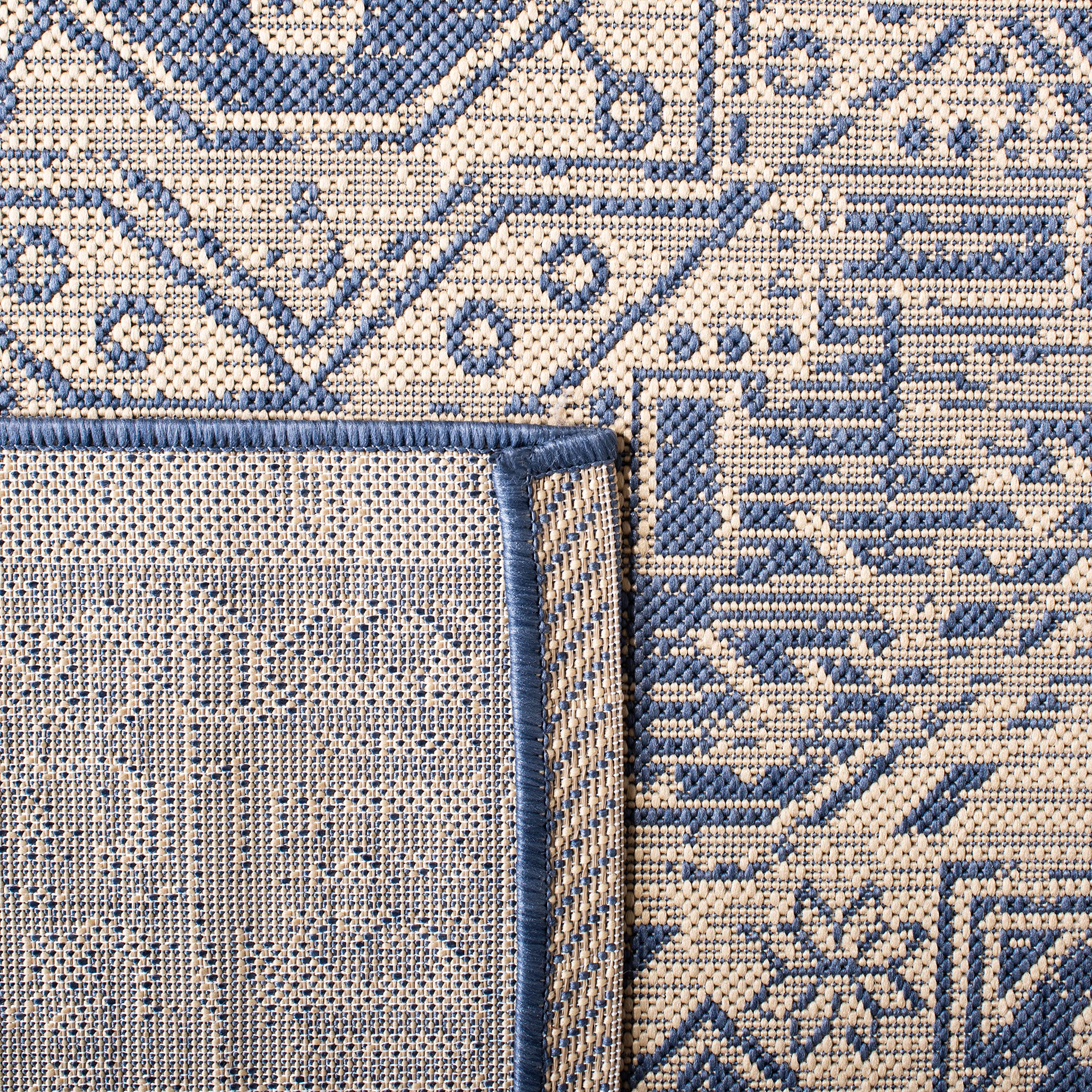 SAFAVIEH Courtyard Collection 8' x 11' Beige and Blue Indoor Outdoor Waterproof Rug - Easy to Clean, Stain Resistant Area Rug for Patio, Backyard, Mudroom, Deck, and Poolside Use