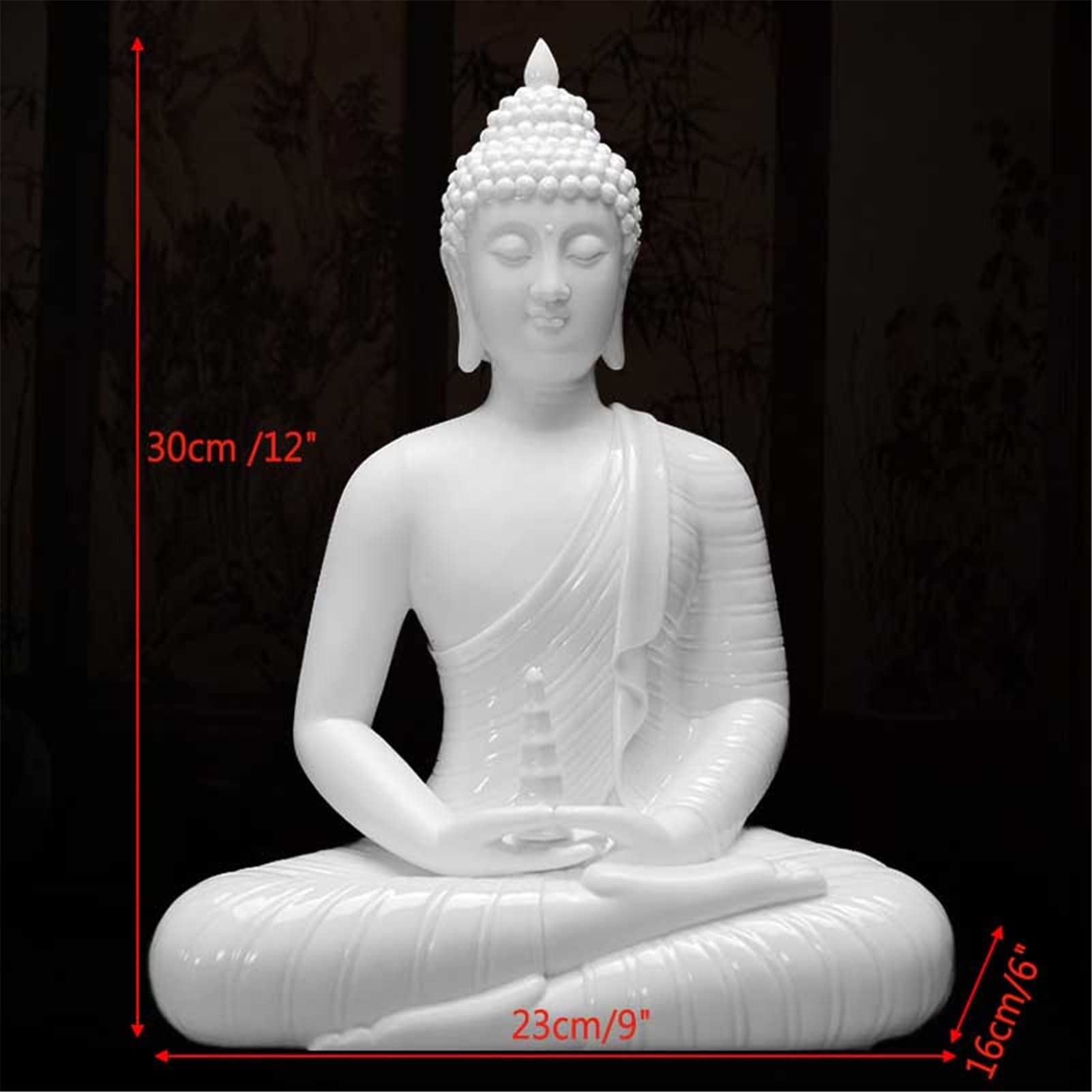 Handmade White Porcelain Shakyamuni Buddha Statue - Zen Meditation Sculpture for Home Decor, Office & Meditation Space | Spiritual Collectible for Living Room, Study & Desktop