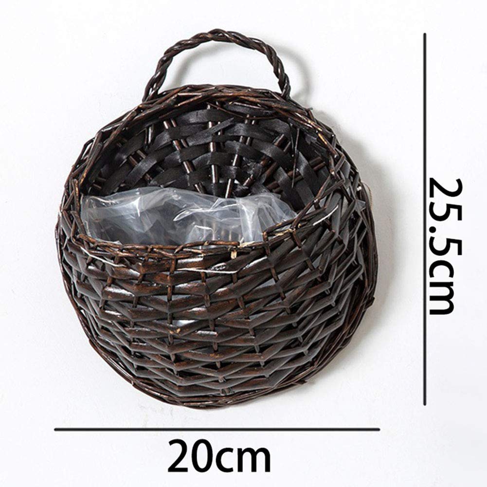 Handmade Rattan Hanging Planter Basket - 17x22.5cm White Wall Flower Pot for Indoor/Outdoor Garden Decor | Perfect for Balcony, Patio & Home Wall Decoration