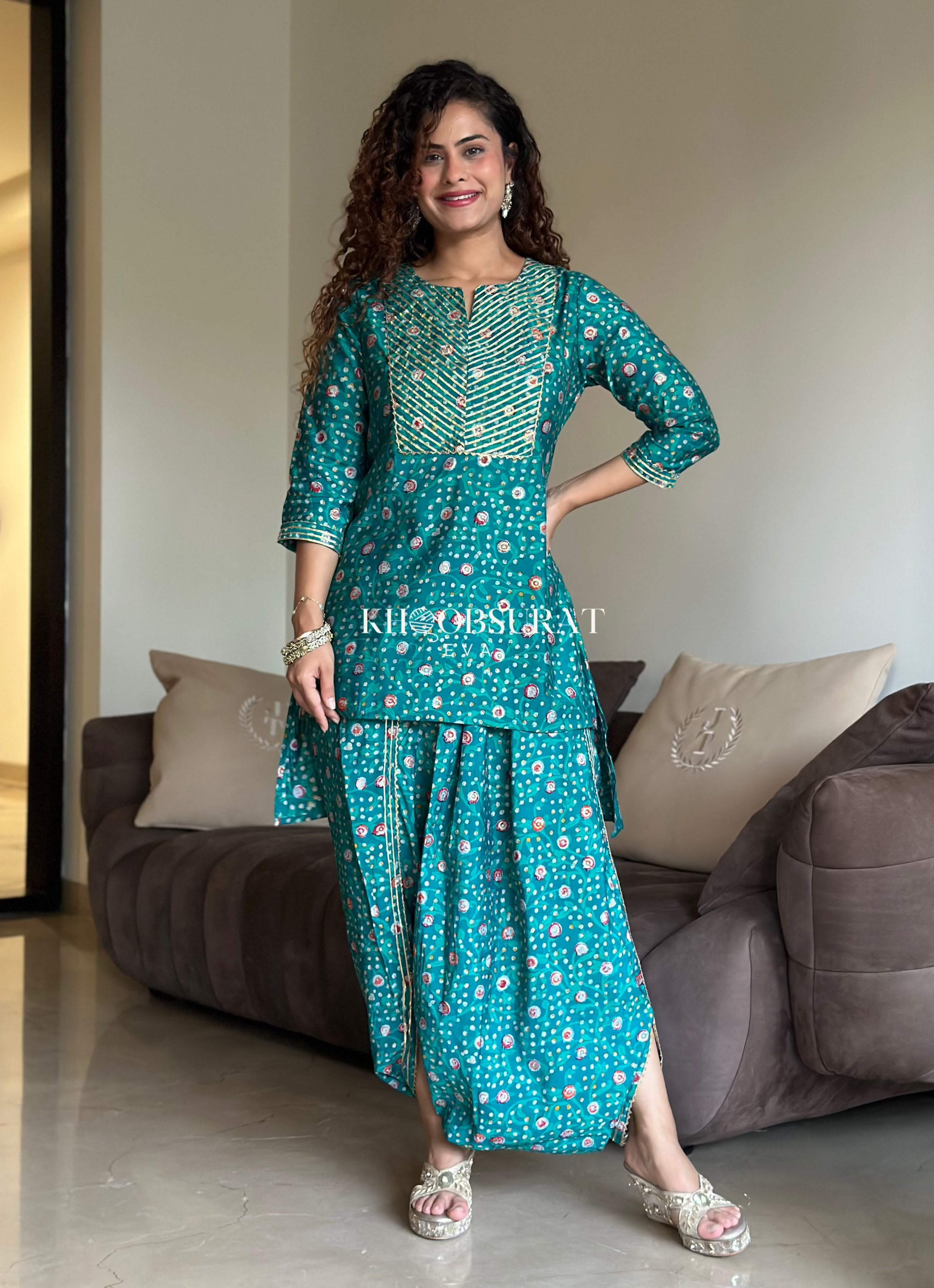 Stylish RiddhiSiddhi Green Festive Wear Coord Set for Women - Perfect for Diwali, Weddings & Special Occasions