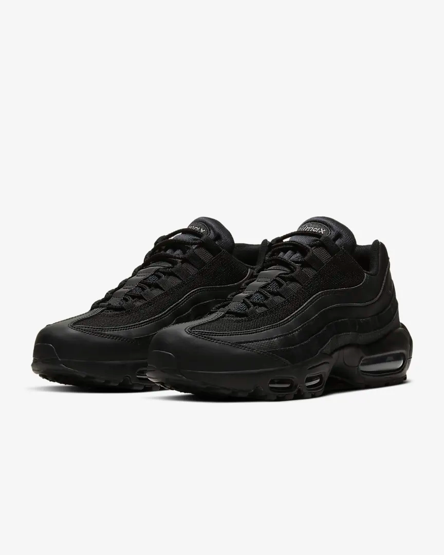 Nike Men's Air Max 95 Essential Running Shoes - Black/Dark Grey - Comfortable Cushioned Sneakers for Jogging, Gym Workouts & Casual Wear