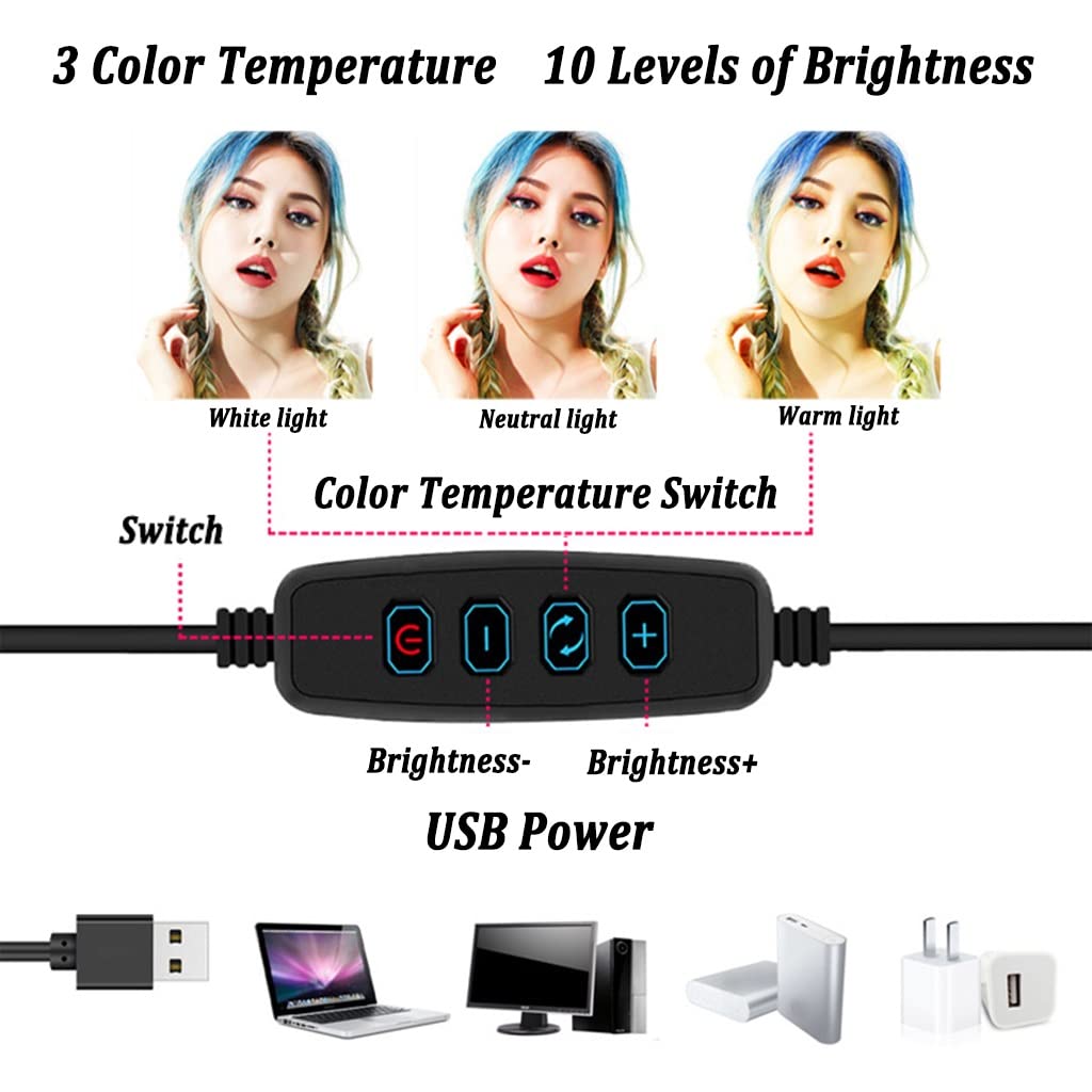 6-in-1 LED Ring Light Kit with Extendable Tripod & Phone Holder - 18