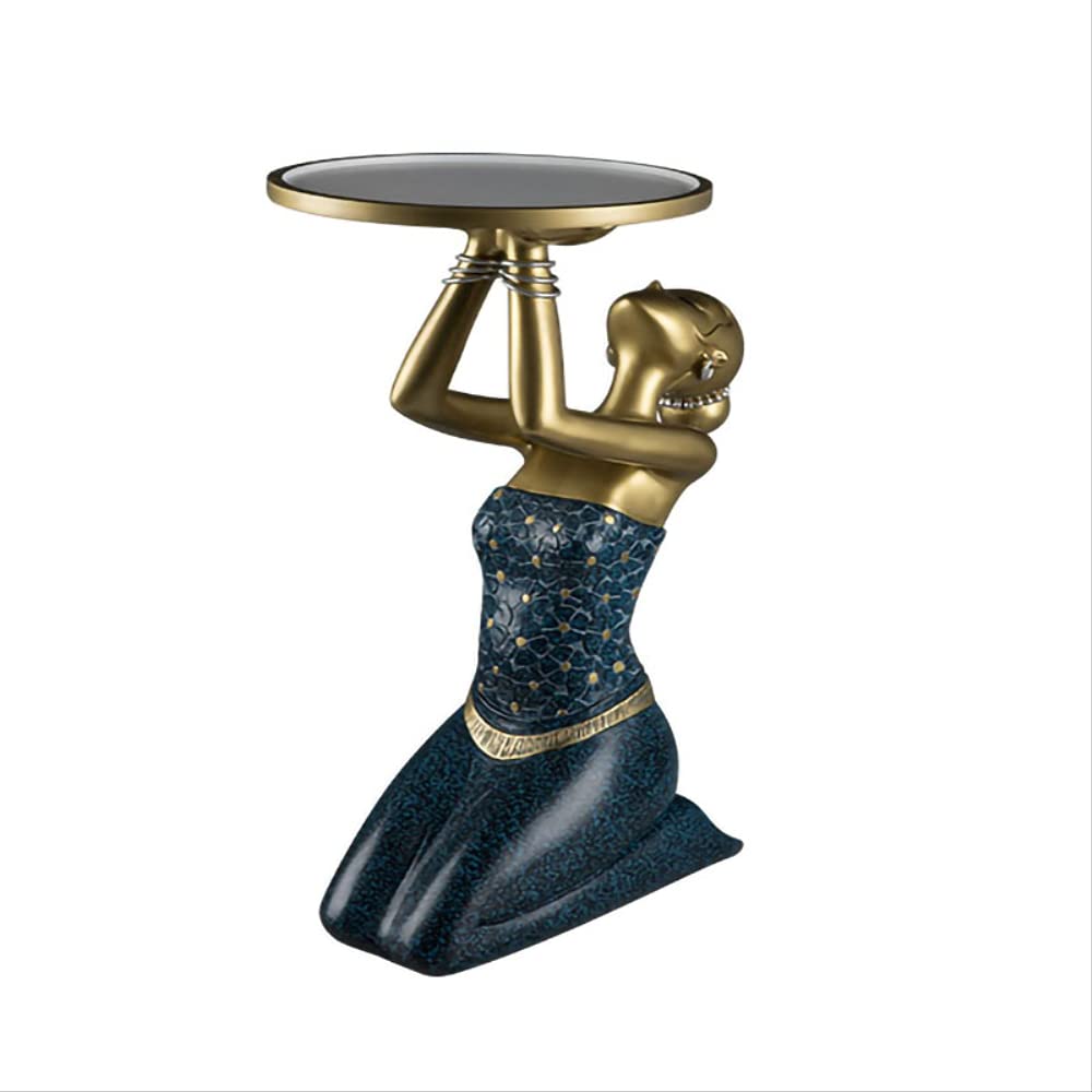 Nordic Modern Resin Kneeling Girl Figurine with Storage Tray - Elegant Floor Stand Sculpture for Living Room Decor | Perfect for Home, Office & Gift Giving