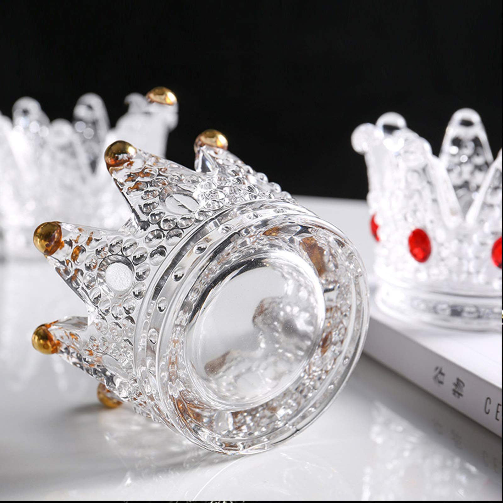 1PCS Clear Crown Votive Candle Holder - Mini Tea Light Candlestick for Weddings, Parties & Home Decor - Jewelry Ring Holder & Royal Theme Decoration (Perfect for Centerpieces, Tablescapes & Gift Giving)