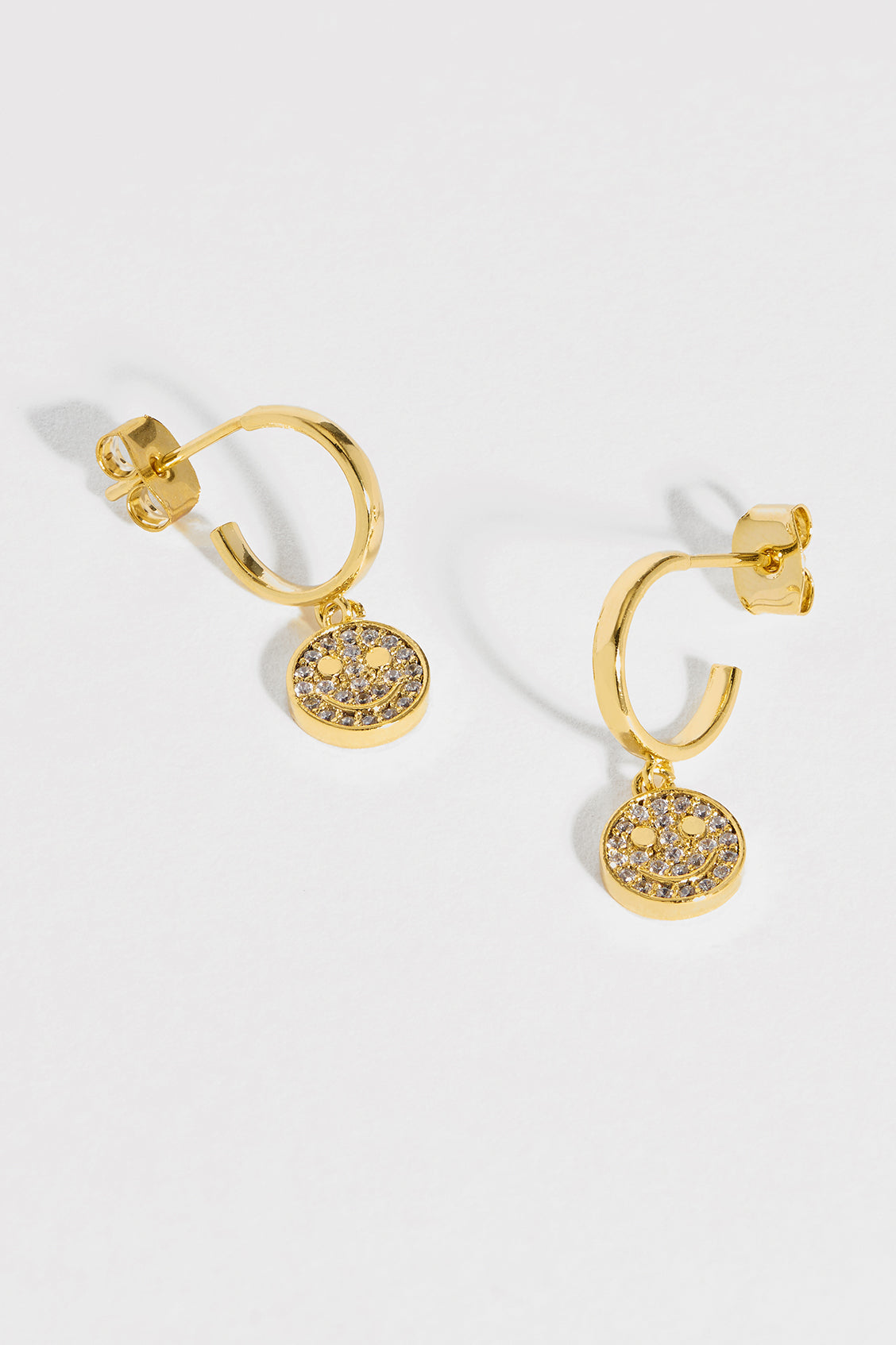 Pave Smile Charm Hoop Earrings - Sparkling Cubic Zirconia Dangle Earrings for Women, Perfect for Parties, Weddings & Everyday Wear