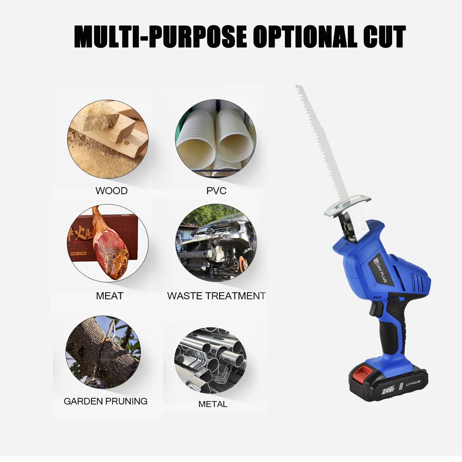 Cordless Reciprocating Saw - 20V Electric Wood Saw with 2 x 1.5Ah Batteries for Cutting Metal, Wood, PVC Pipes & Tree Pruning | Portable DIY Power Tool for Indoor & Outdoor Projects - Home Renovation, Construction & Landscaping