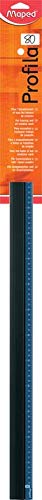 Maped Profila 80cm Aluminum Ruler for Straight Cuts - 2 Non-Slip Pads, Black (1-Pack) - Perfect for School, Office, Drafting & DIY Projects