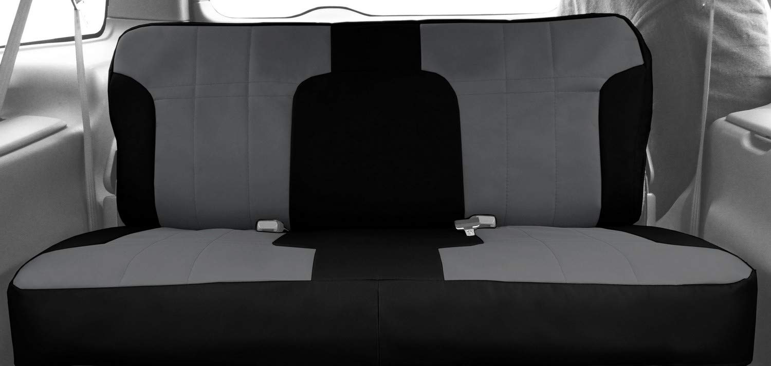 CalTrend Rear Solid Bench Seat Covers for 1992-1994 Chevy C1500 Suburban - Durable Cordura Fabric in Light Grey with Black Trim | Perfect for Truck & SUV Interior Protection