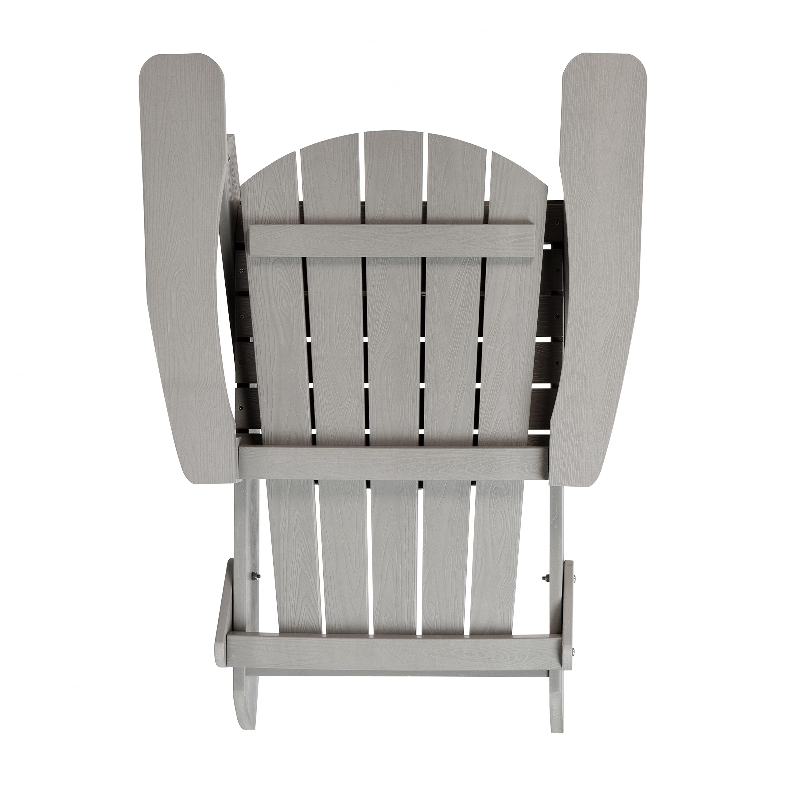 EMMA + OLIVER All-Weather Poly Resin Folding Adirondack Chair in Gray - Outdoor Patio Furniture for Garden, Poolside, Deck, and Backyard Relaxation