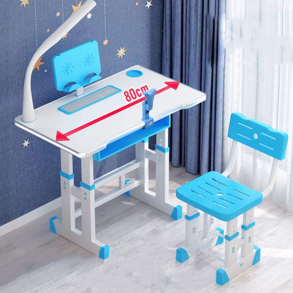 Ergonomic Kids Study Desk and Chair Set - Adjustable Height Student Writing Desk with Pull-Out Drawer Storage for Bedroom & School Use - Perfect for Homework, Online Learning & Creative Activities