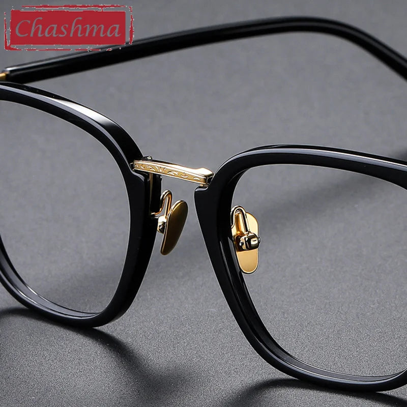 Unisex Square Acetate Titanium Frame Eyeglasses 82044 - Lightweight & Durable for Men & Women - Perfect for Reading, Work & Fashion Accessory