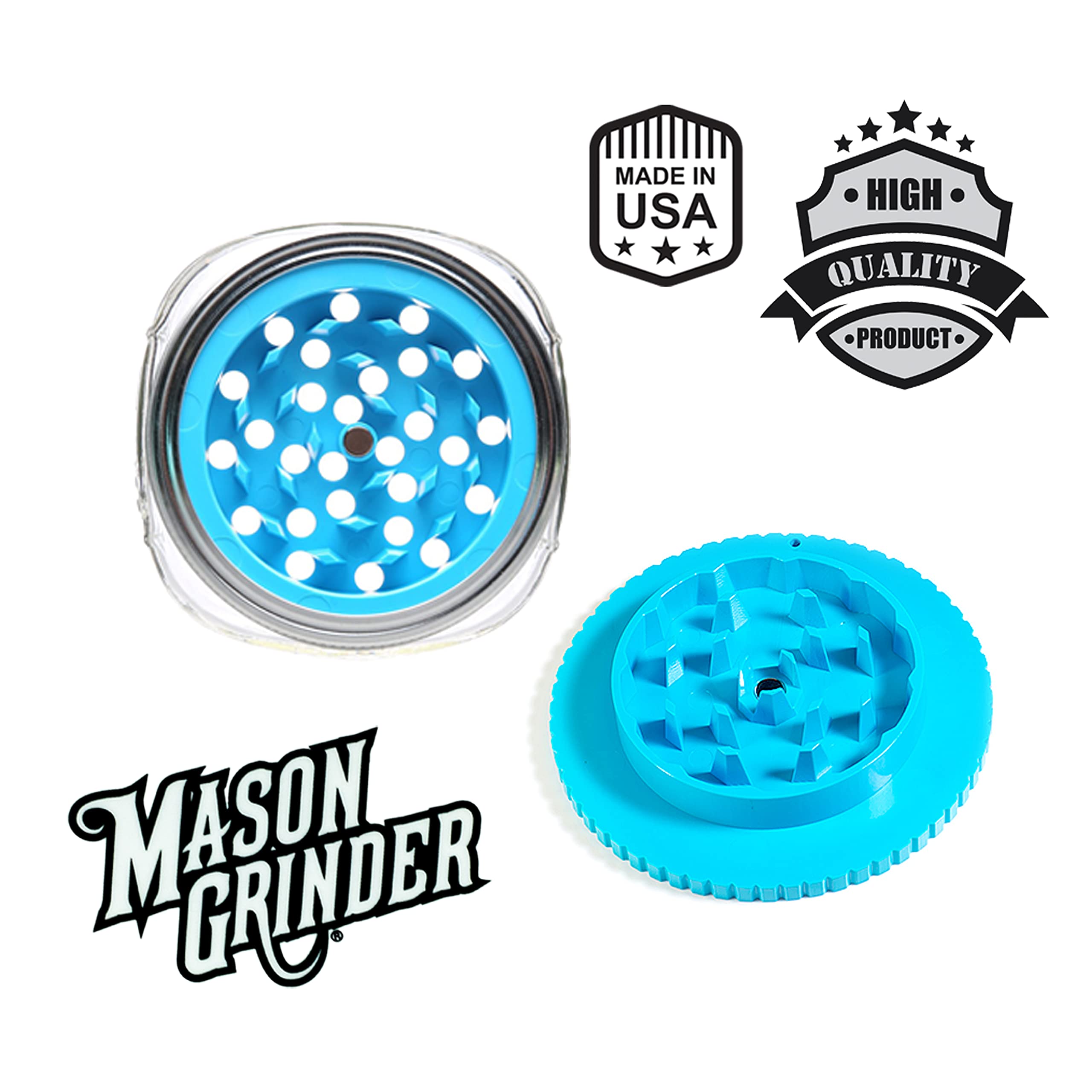 Premium 2-Piece Herb Grinder with Holes - Large Mouth Design for Wide Mason Jars - Durable & Efficient Spice Grinder for Cooking, Baking & Herbal Blends (Jar Not Included) - Perfect for Home Chefs & Herbal Enthusiasts