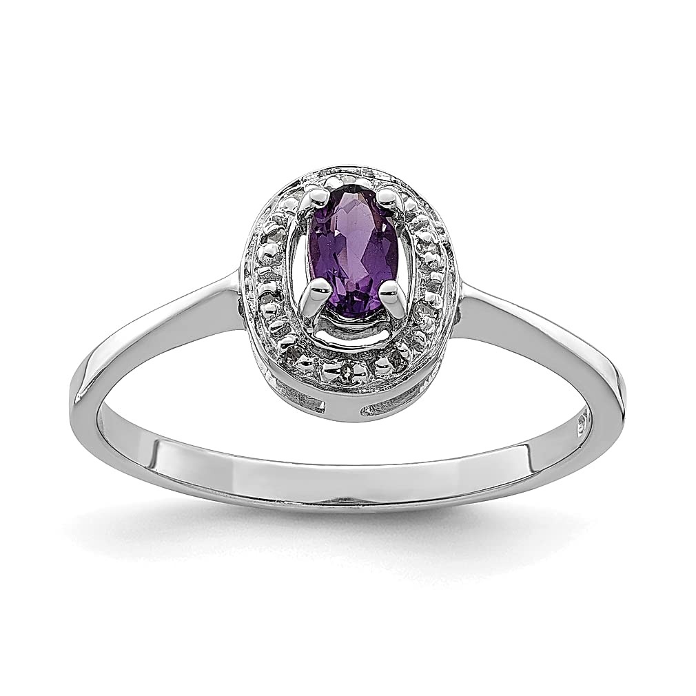 925 Sterling Silver Amethyst & Diamond Ring for Women - Elegant Gemstone Jewelry Gift for Her - Perfect for Anniversaries, Birthdays & Special Occasions