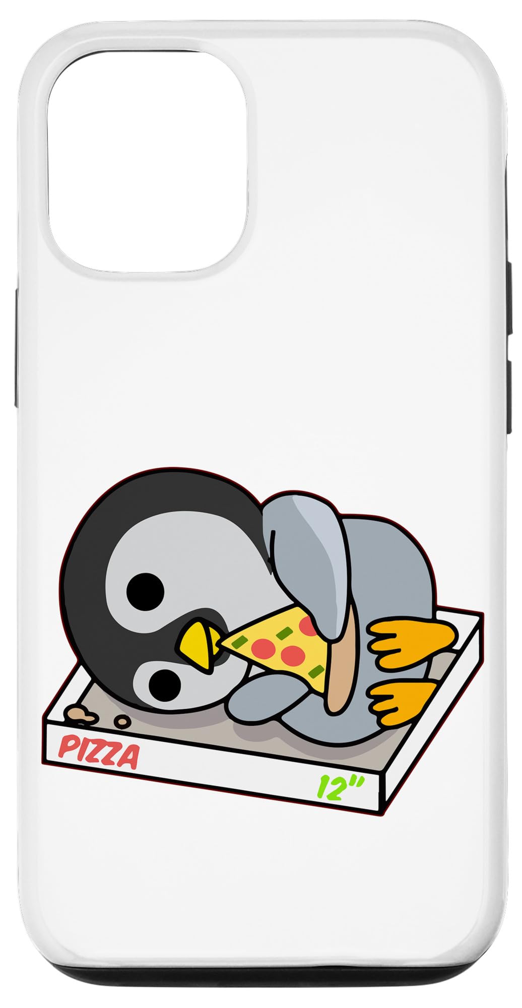iPhone 12/12 Pro Cute Penguin Eating Pizza Phone Case - Funny Pizza Lovers Gift - Perfect for Pizza Enthusiasts & Penguin Fans - Great for Everyday Use, Gifts & Themed Parties