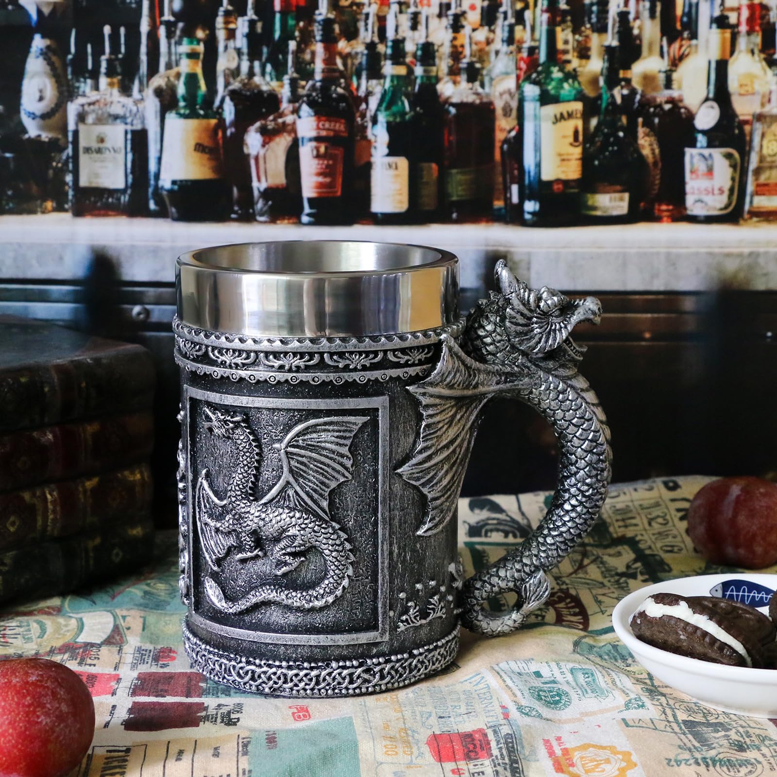 Dungeons and Dragons Stainless Steel Coffee Mug - 21oz Large Gaming Beer Tankard for D&D Fans - Perfect Gift for Men, Collectors & Lovers - Great for Game Nights, Parties & Fantasy Decor