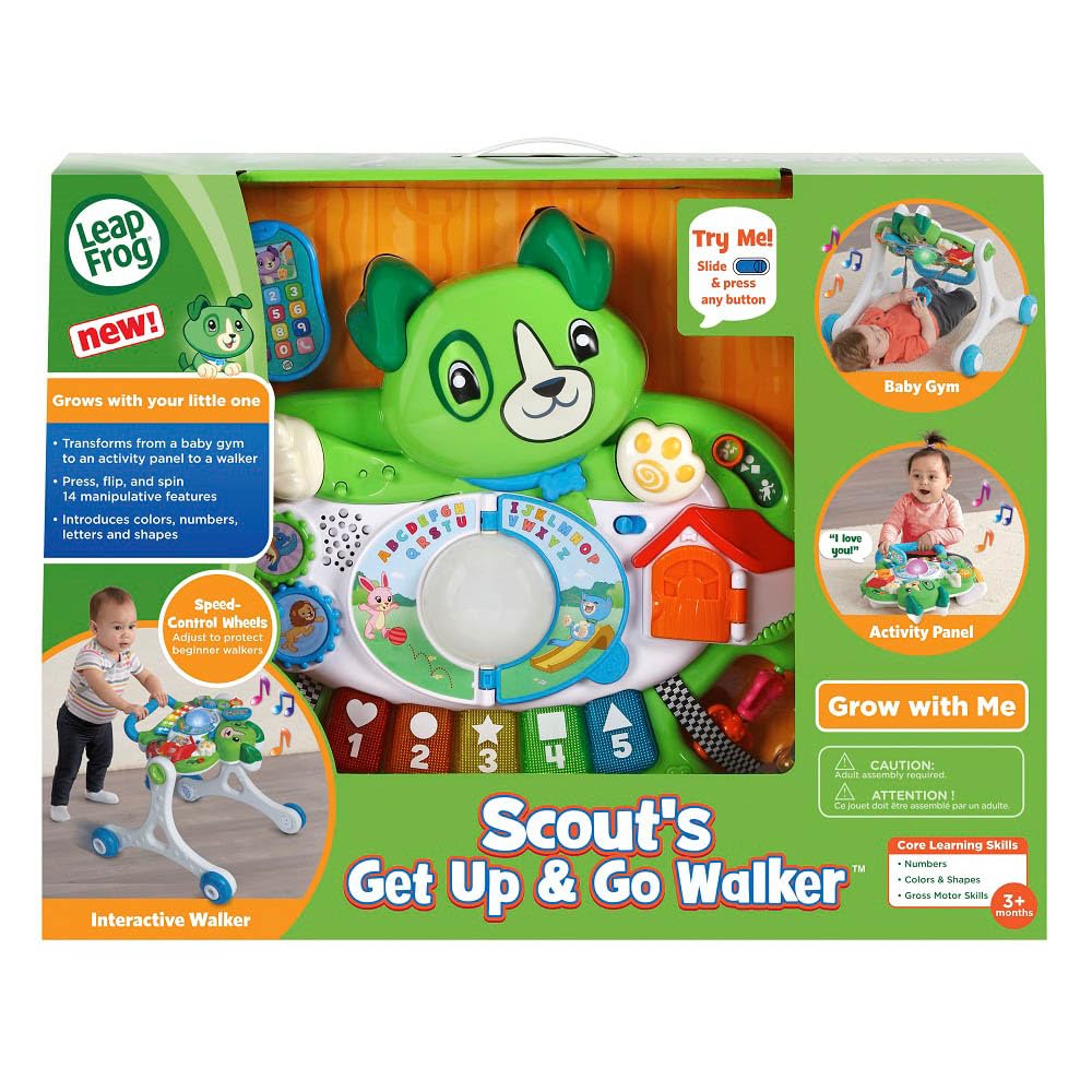 LeapFrog Scout's Get Up & Go Walker - Interactive Learning Baby Walker Toy with Lights, Sounds & Music for Toddlers 12-36 Months - English Version - Perfect for Early Walking Development & Playtime Fun