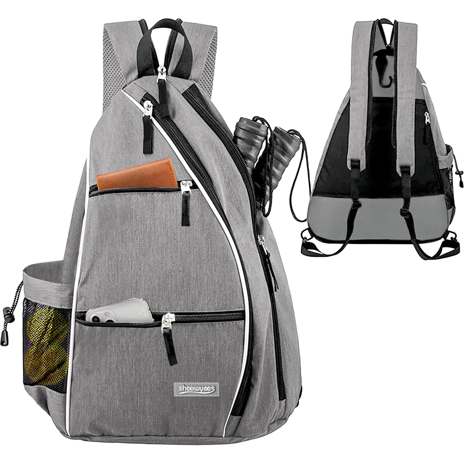 Shockproof Pickleball Backpack for Men & Women - Reversible Crossbody Sports Bag for Tennis, Racquetball & Badminton | Durable Travel Sling Bag for Gym, Court & Outdoor Activities