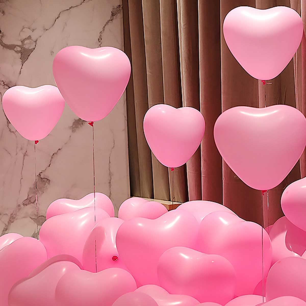 50 Pack 10-Inch Pink Heart Shaped Latex Balloons for Valentine's Day, Wedding Proposal, Anniversary, Birthday Party Decorations - Perfect for Romantic Events & Special Celebrations