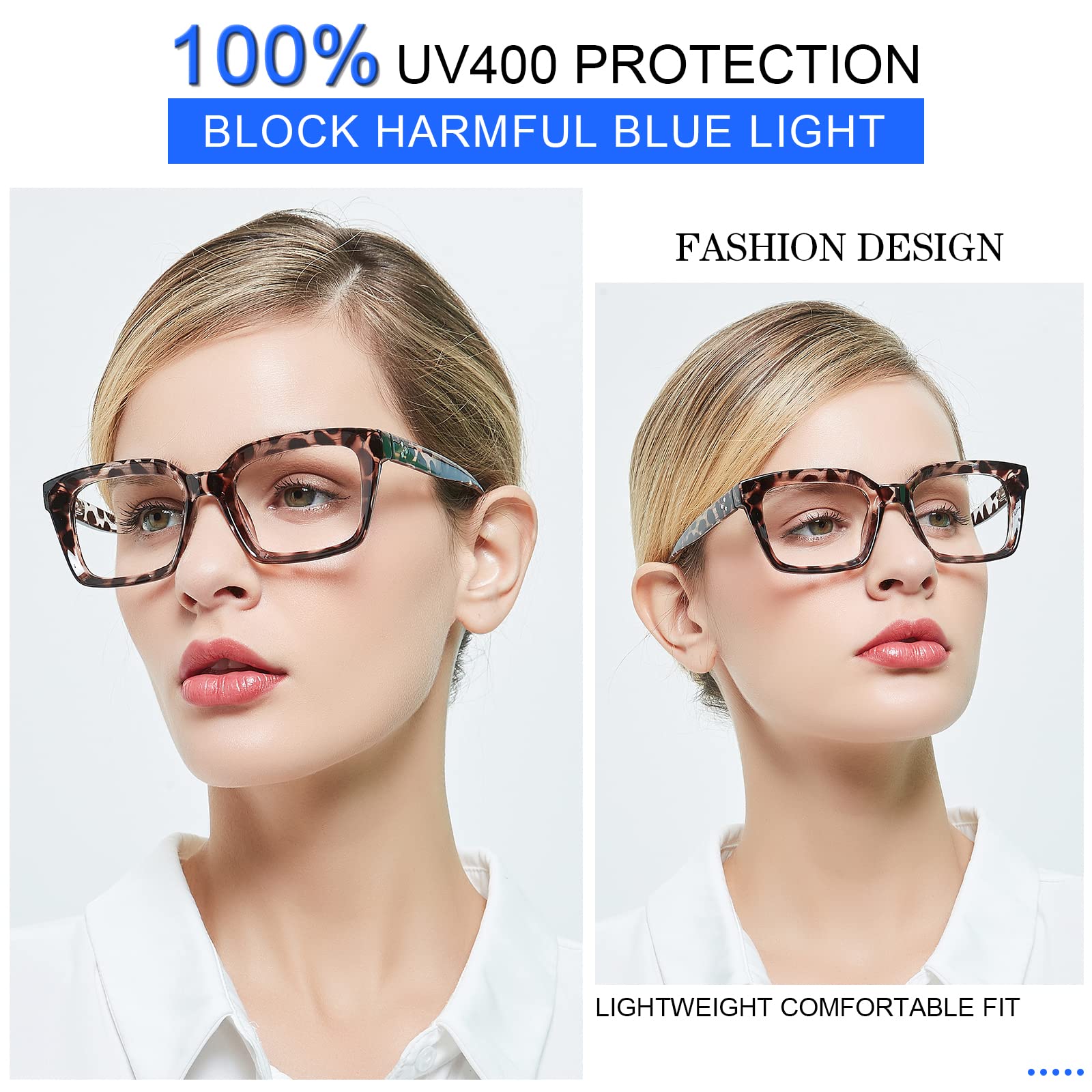 Blue Light Blocking Reading Glasses for Women - MARE AZZURO Computer Readers with Anti-Glare Lenses (0.00 to 6.00 Strength Options) - Perfect for Office Work, Screen Time & Night Reading