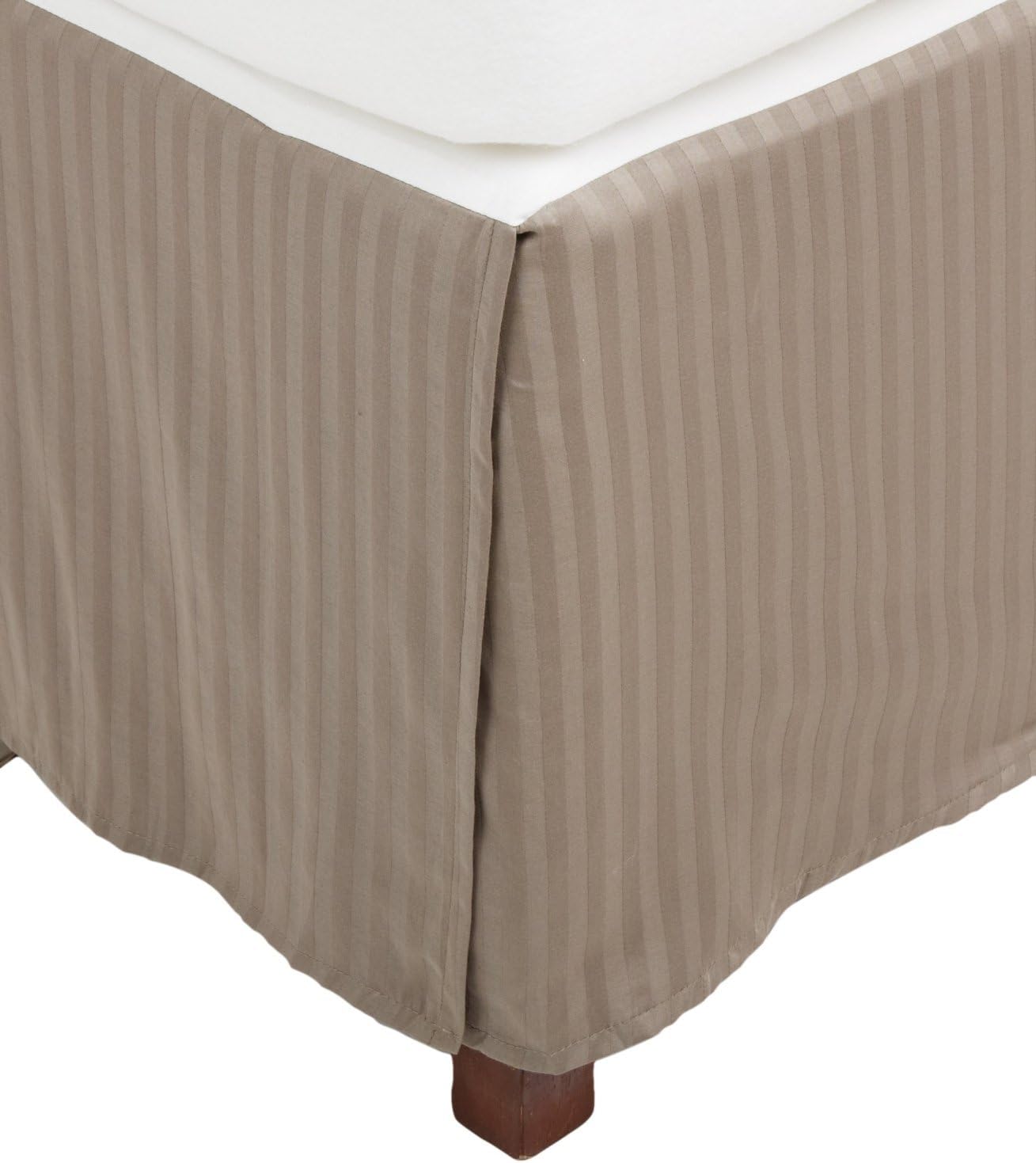 Premium Egyptian Cotton 300 Thread Count Striped Bed Skirt - Queen Size, Fits 14-16