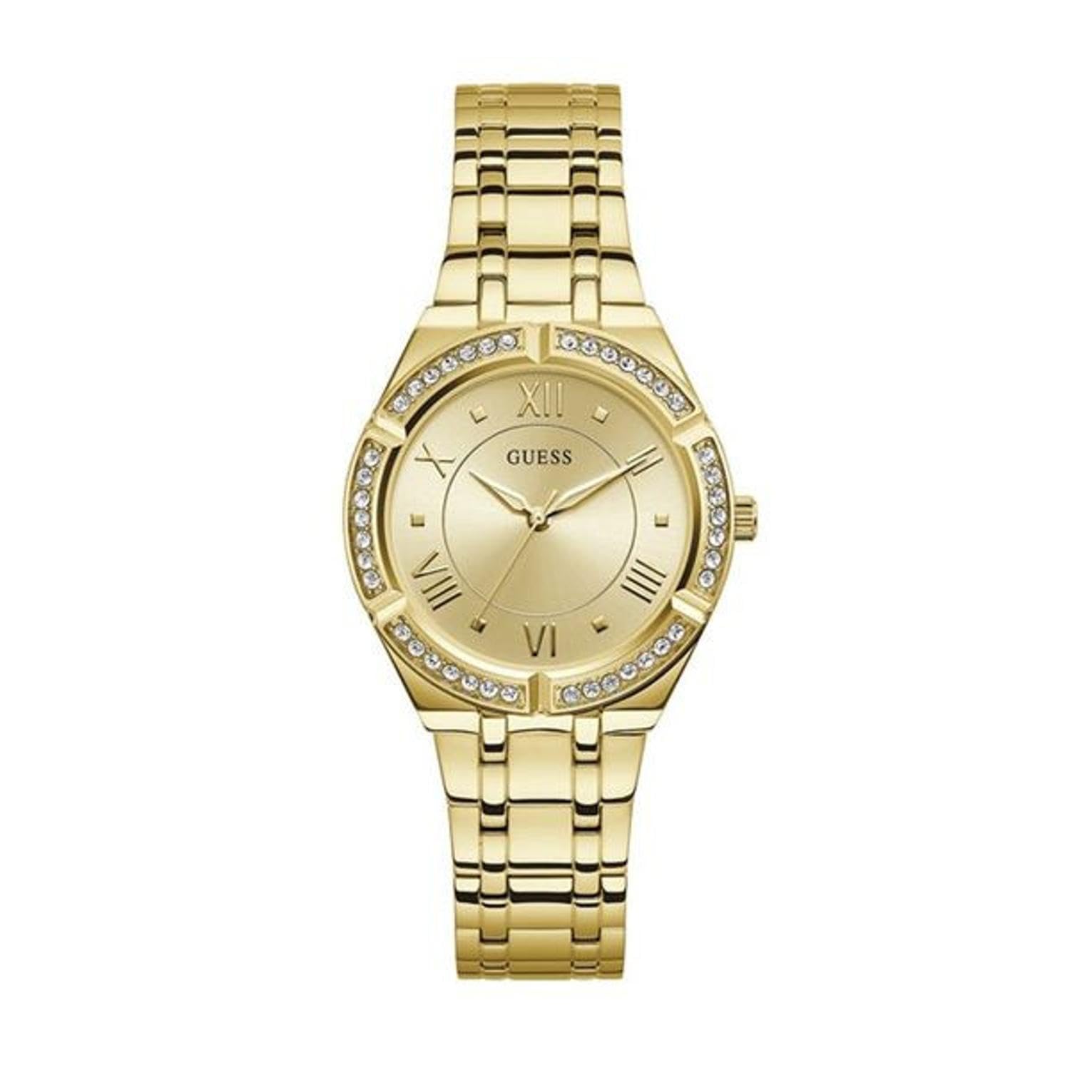 GUESS Women's Blue & Rose Gold-Tone Crystal Accent Silicone Watch - Fashionable Casual & Dress Accessory for Everyday Wear, Office & Special Occasions