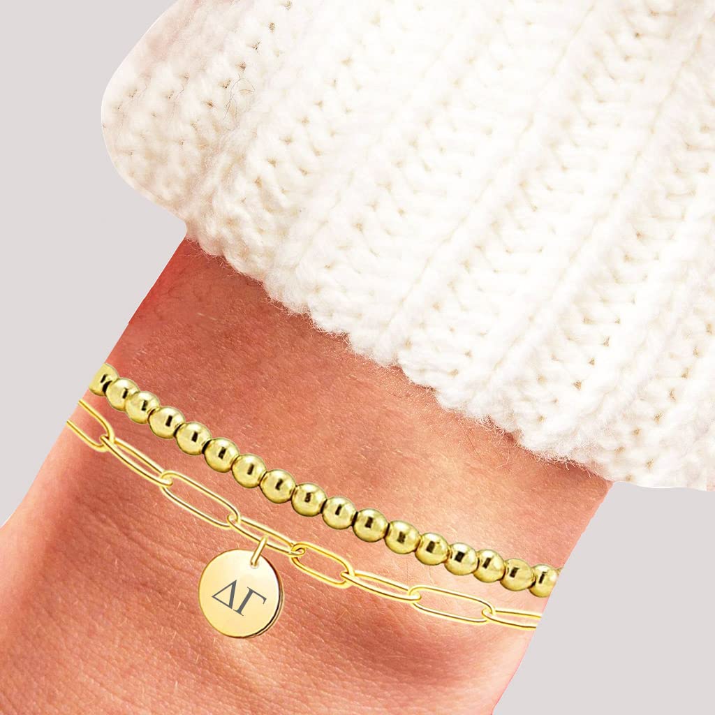 Delta Gamma Sorority Bracelet - Beaded & Paper Clip Style Greek Letter Jewelry for Sisterhood, College Events, and Gifts