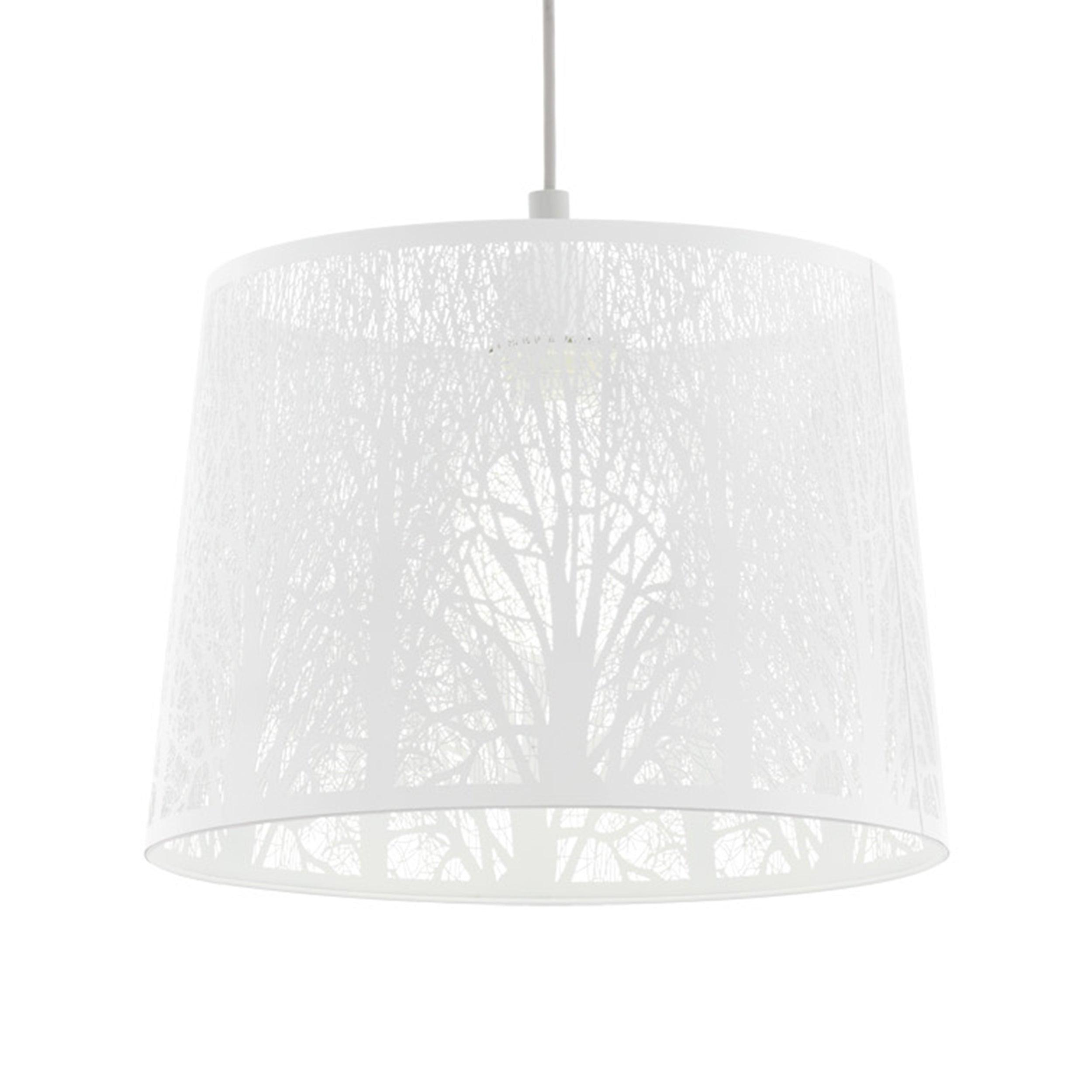 Eglo Hambleton White Metal Ceiling Pendant Light with Tree Pattern - Modern Farmhouse Lighting for Kitchen, Dining Room, and Bedroom