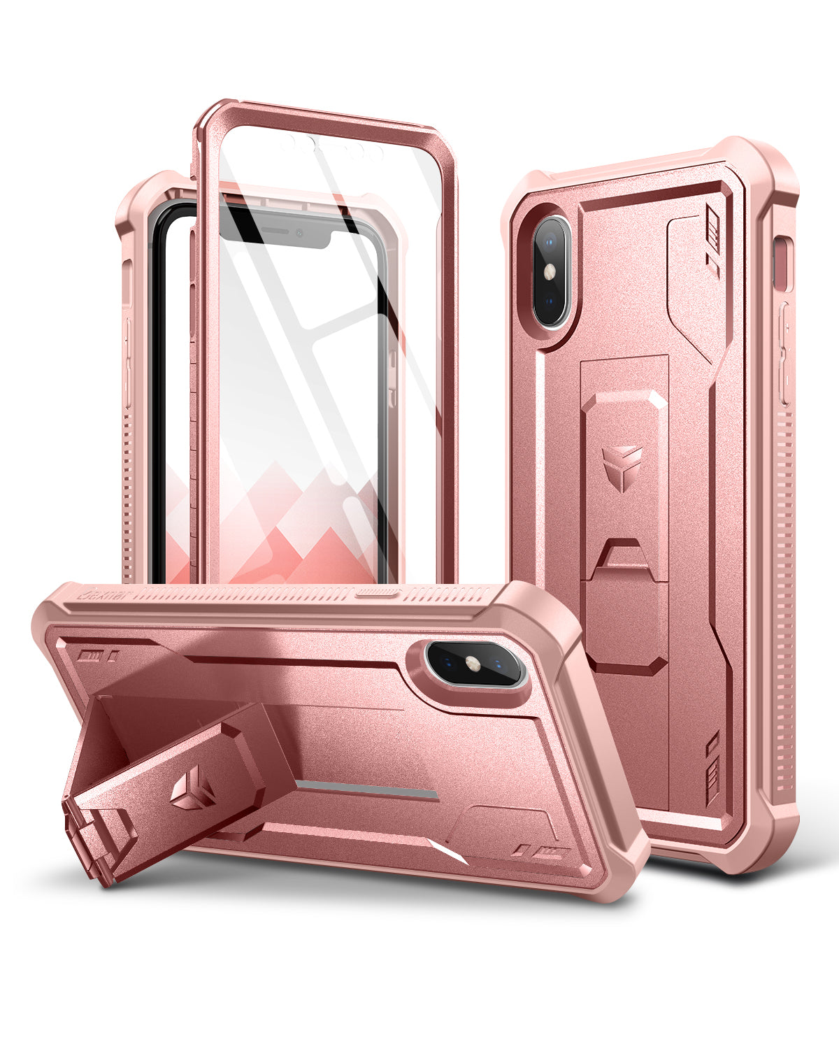Dexnor Heavy Duty Shockproof Rugged Case for iPhone XS Max with Built-in Screen Protector & Kickstand - Full Body Protection for Outdoor, Travel, and Daily Use
