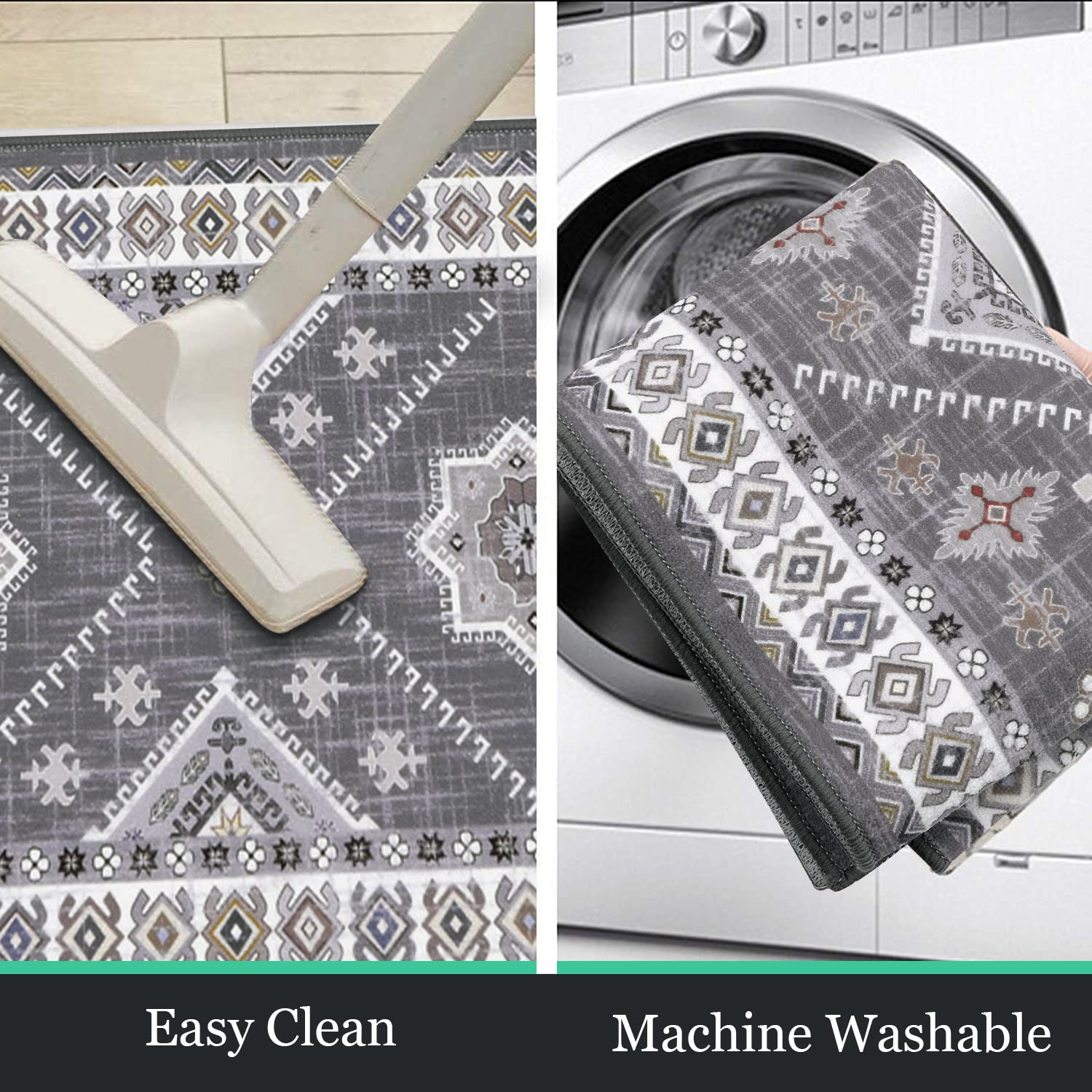 HEBE Boho Kitchen Rug Set - 3 Piece Non-Slip Washable Rugs with Runner | Thick Floor Mats for Kitchen, Hallway & Laundry Room | Perfect for Holiday Decor & Home Decorating
