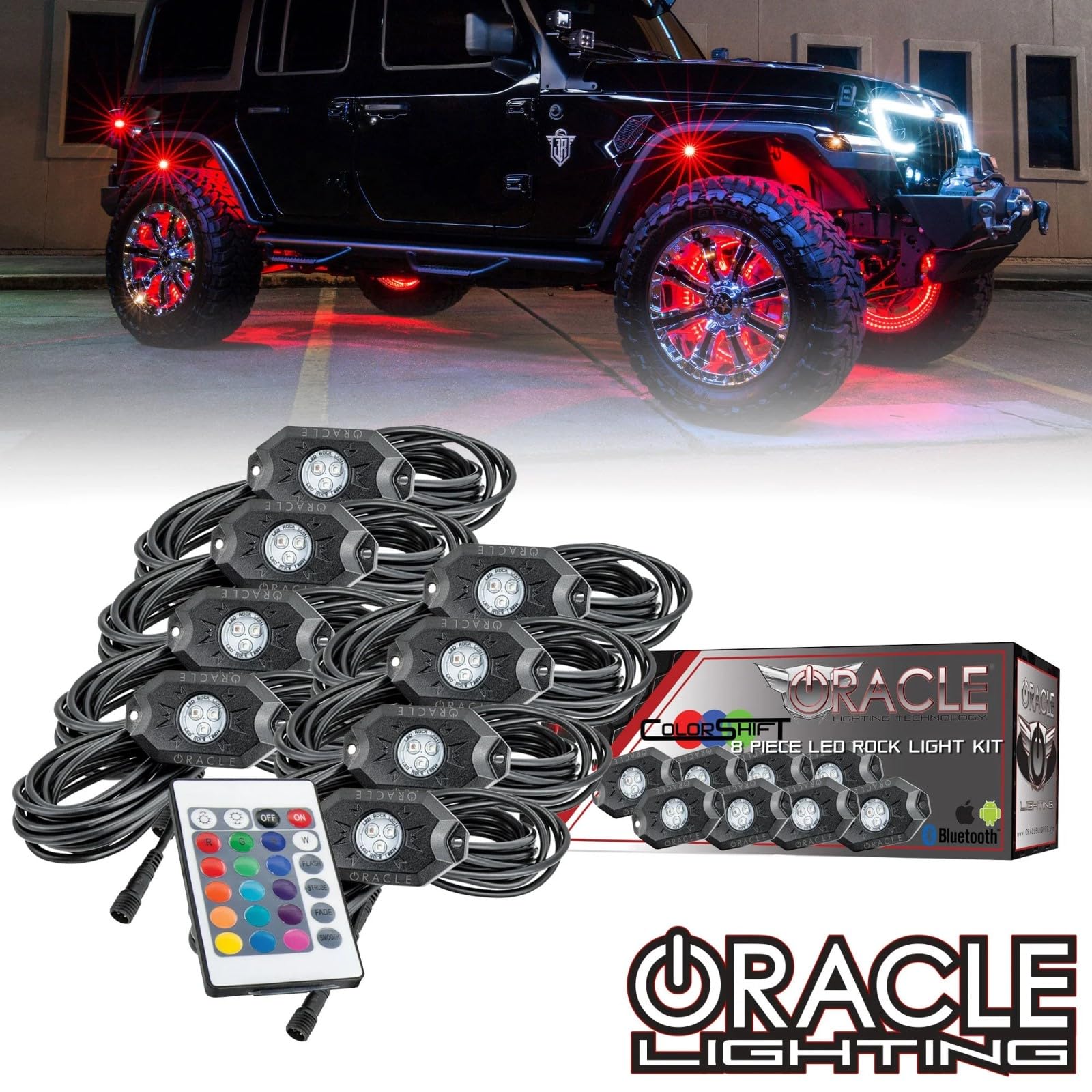 ORACLE Lighting 5819-333 8-Piece ColorSHIFT RGB LED Underbody Wheel Well Rock Lights Kit with Wireless RF Remote | Waterproof Off-Road Lighting for 4x4 Trucks, Jeeps & SUVs | Heavy Duty Wiring for Extreme Conditions | Perfect for Night Driving, Car Shows & Off-Road Adventures