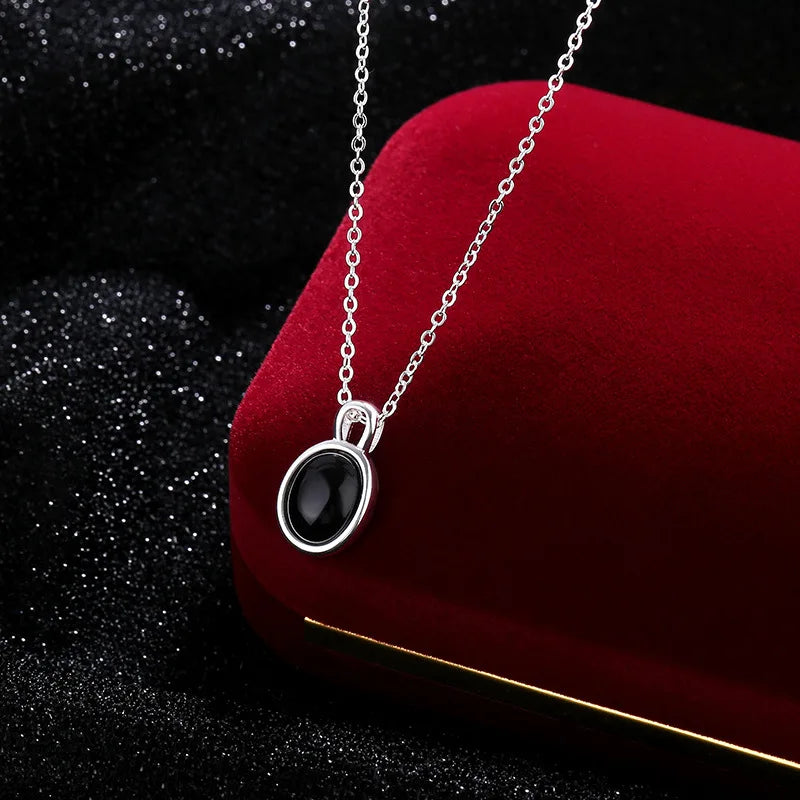 Gleam of Night Necklace - Elegant Silver Pendant for Women, Perfect for Evening Parties & Date Nights | Dainty Jewelry Gift for Her
