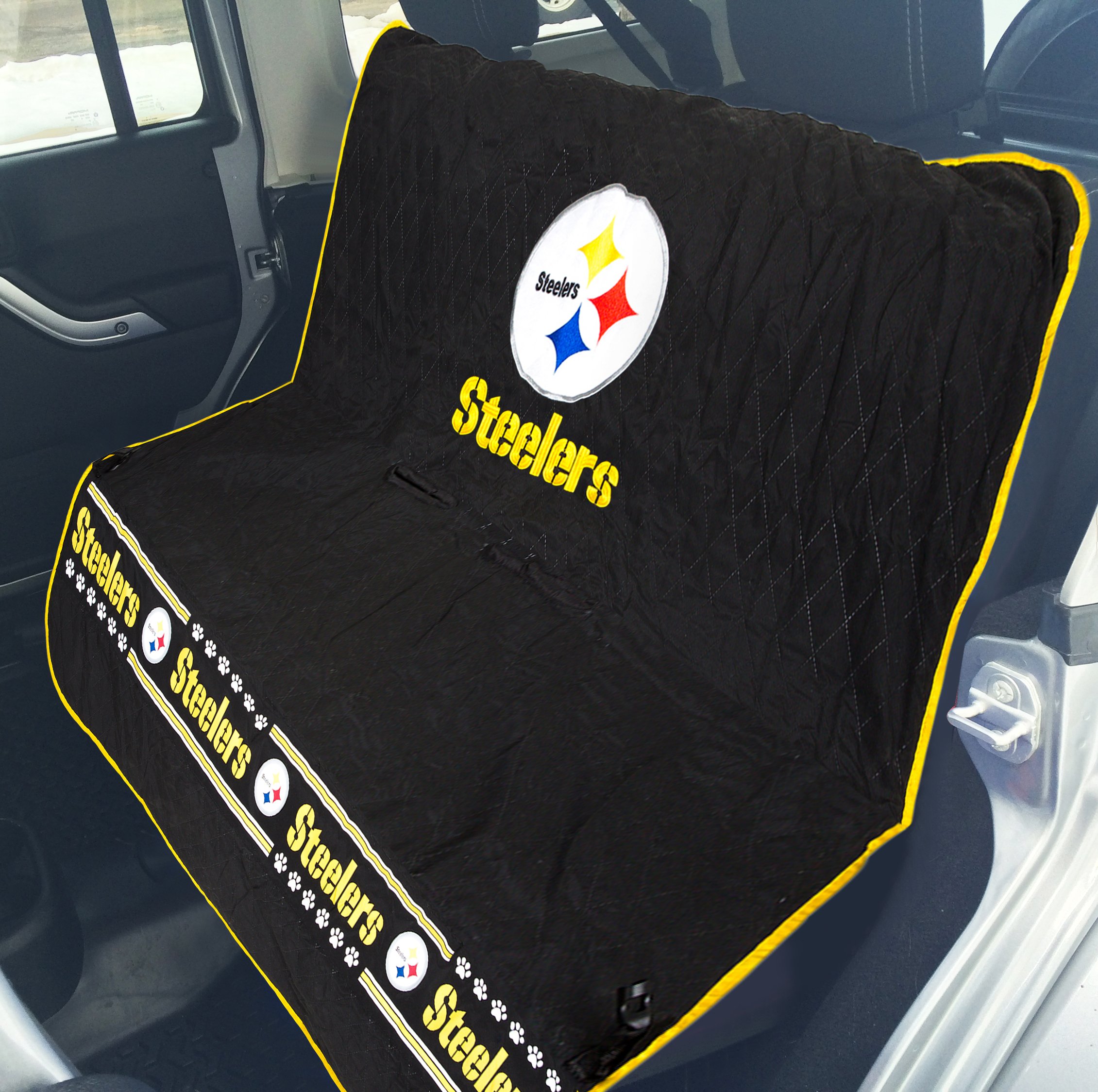 Pittsburgh Steelers NFL Licensed Waterproof Non-Slip Car Seat Cover - Perfect for Pets, Dogs & Cats - Great for Game Day, Road Trips & Vehicle Protection